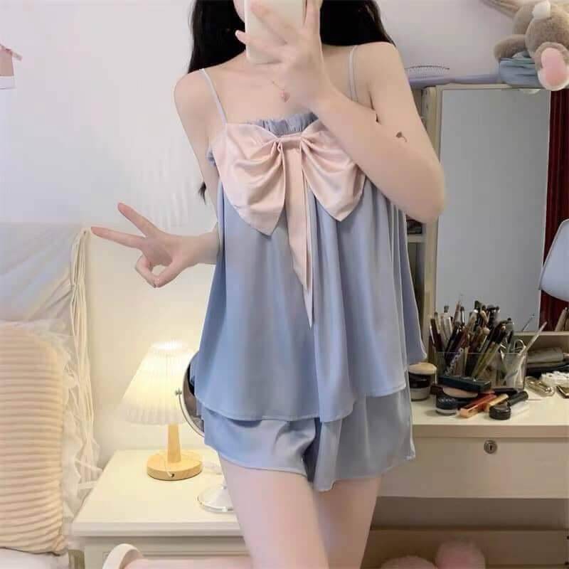 Đồ ngủ sexy nữ 2 dây PHI LỤA đồ bộ mặc nhà hai dây Set ngủ Chất PHI LỤA Mát Mềm Mại Gợi Cảm ( from dưới 58 kí )