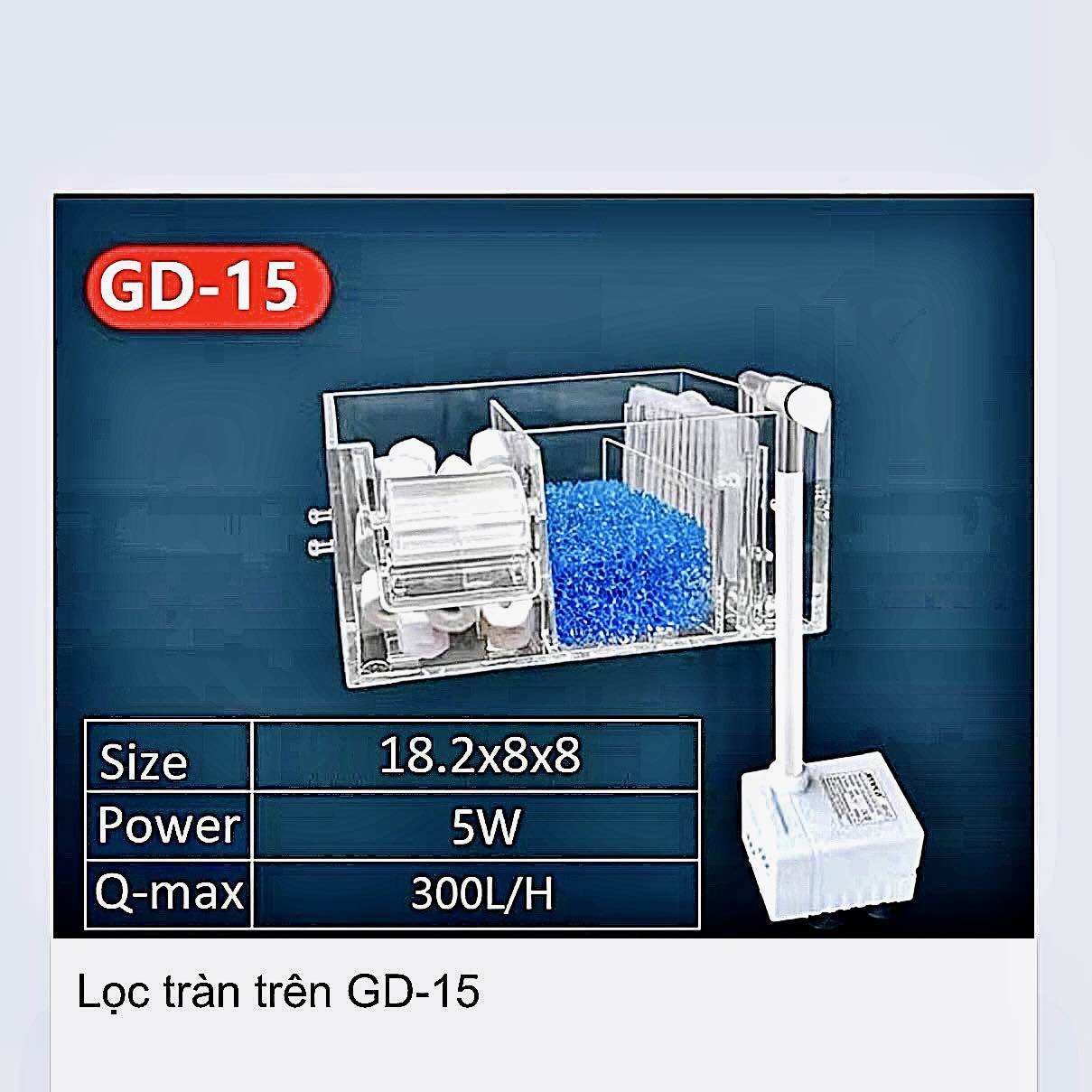 Lọc tràn trên bể cá Jeneca GD-15 GD-16 GD-17 GD-18 GD-19. Lọc tràn trên tích hợp lọc thác ( Full vật