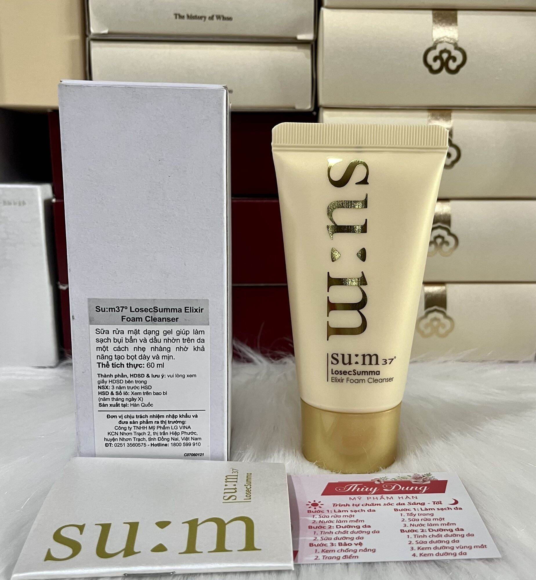 Sữa rửa mặt tái sinh da tinh chất vàng su:m37 losecsumma elixir foam cleanser 60ml.date 2025