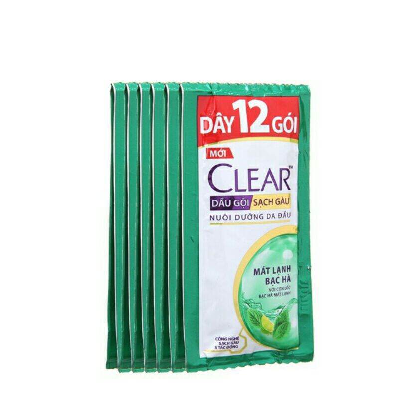 Combo 3 dây 12 gói dầu gội đầu clear hương bạc hà