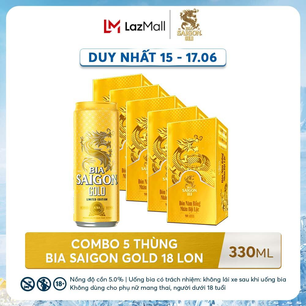 Combo 5 thùng 18 lon Bia Saigon Gold 330ml