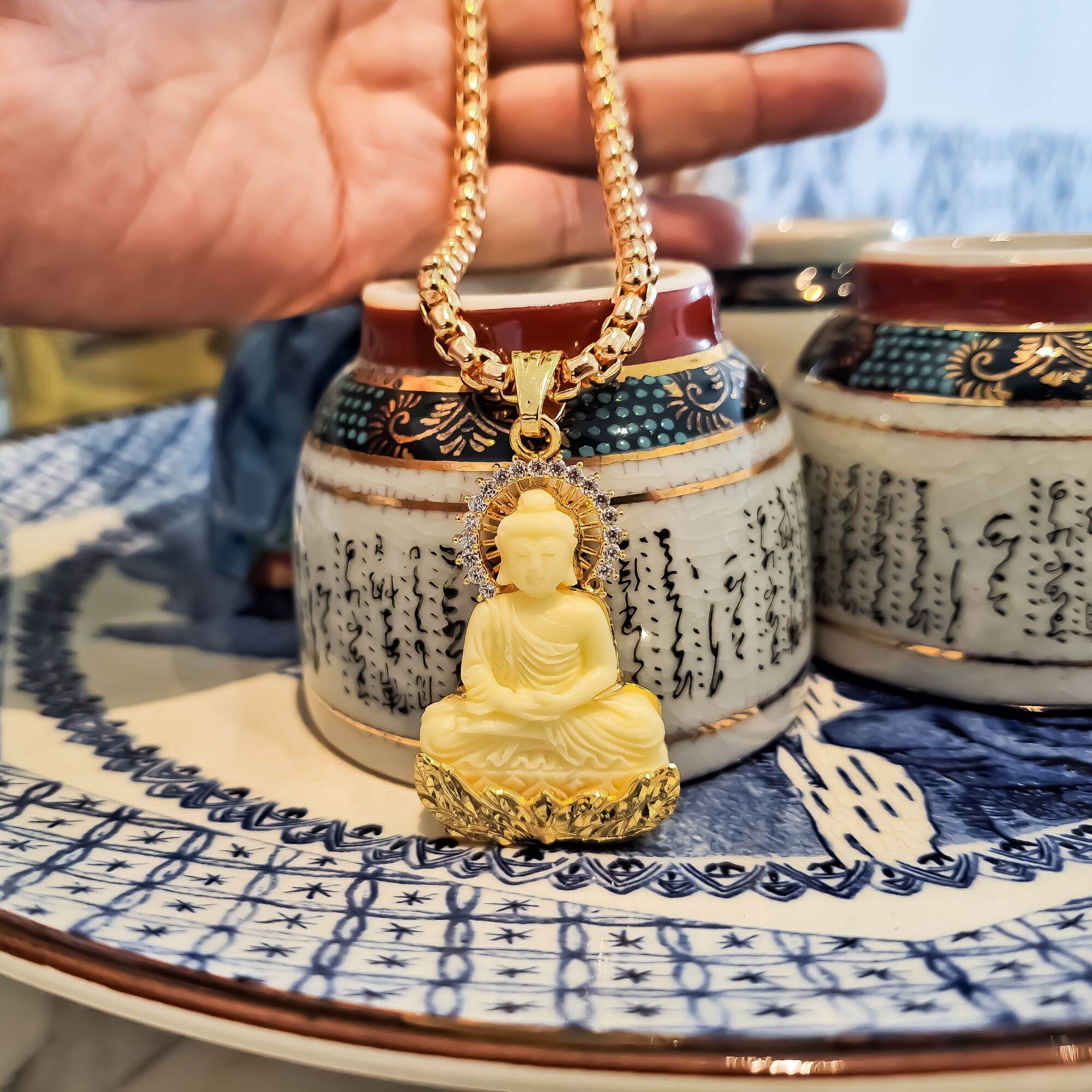 Mặt Dây Chuyền Phật Thích Ca Mâu Ni Bằng Đá Tượng Phật Phong Thủy - Đeo May Mắn Bình An Vui Vẻ Công 