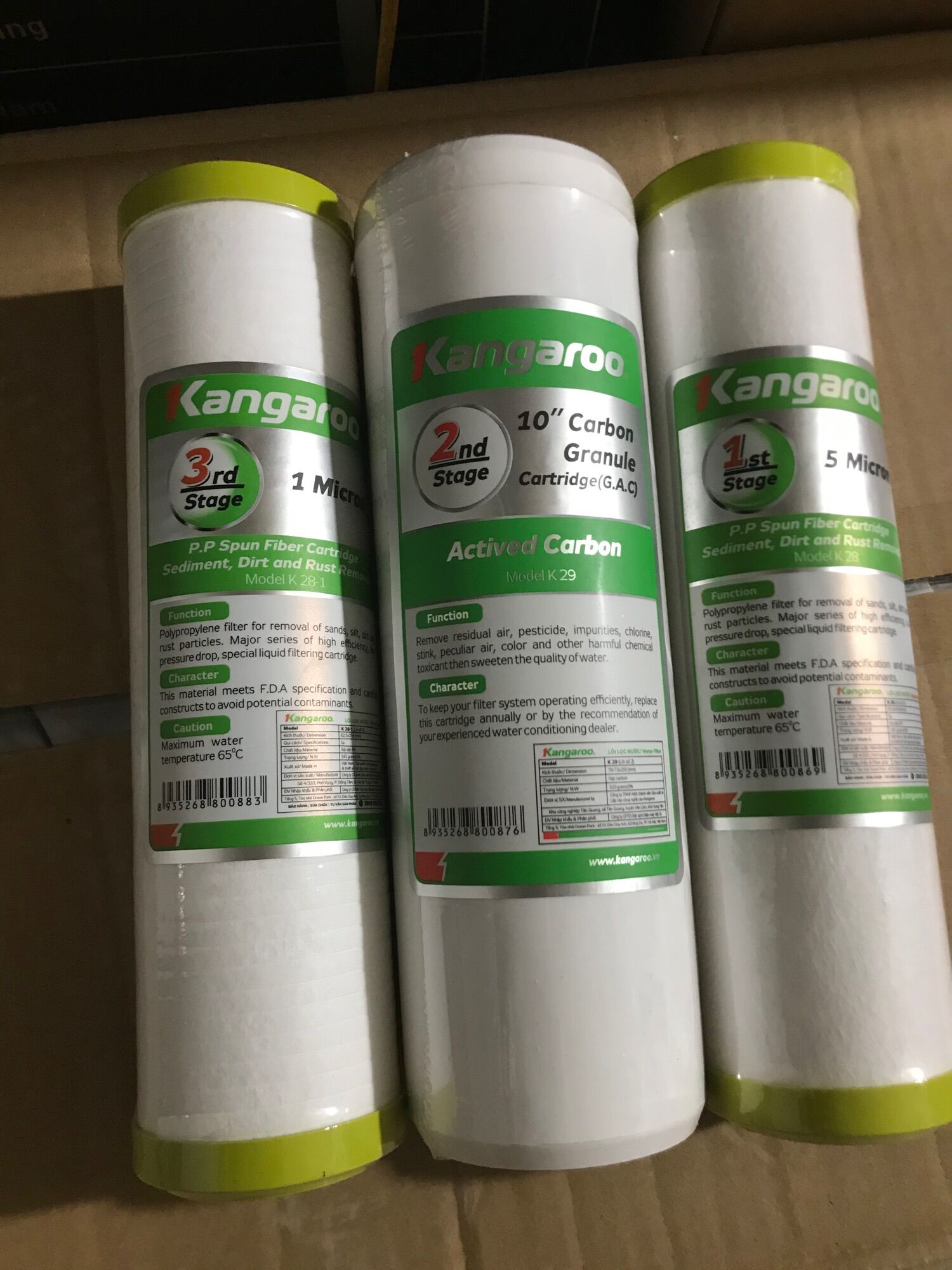 Bộ lõi lọc 123 kangaroo Giá bán 210000