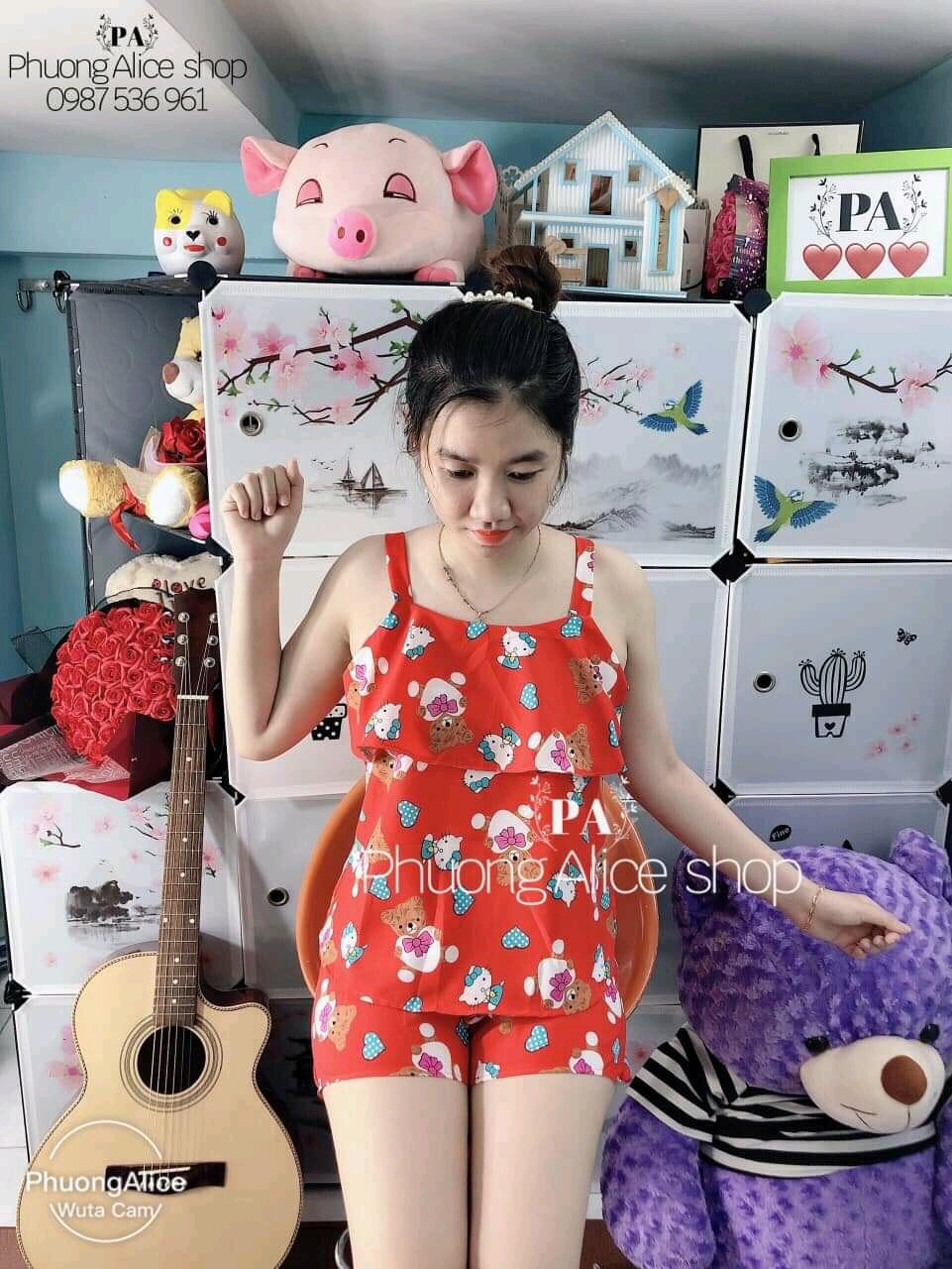 Đồ Bộ Ngắn Hai Dây Kate Lụa Mặc Nhà Nữ - S01