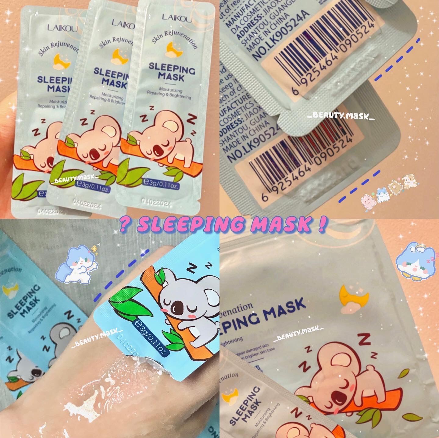 💦🧊 Mặt Nạ Ngủ Bé Gấu Trúc Dưỡng Ẩm Nội Địa Trung Laikou 🧊💦