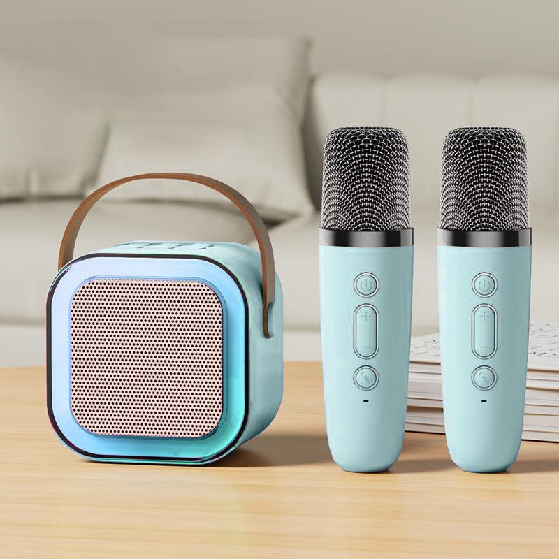 Loa Bluetooth Karaoke Mini K12 kèm mic 2 micro không dây công suất 10W Có thể dùng để nghe nhạc Loa không dây