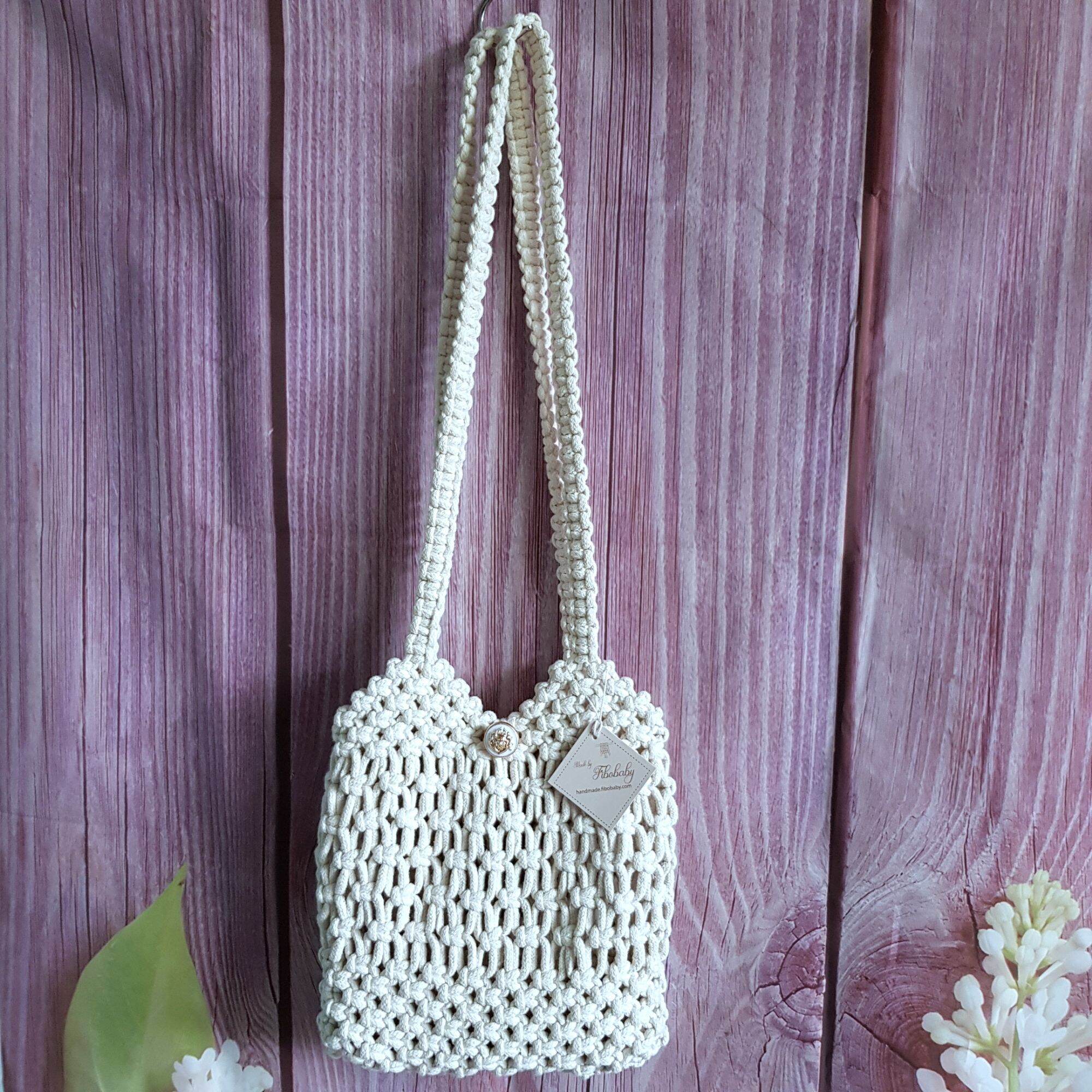 Fibobaby handmade - Túi xách đeo vai macrame màu ngà