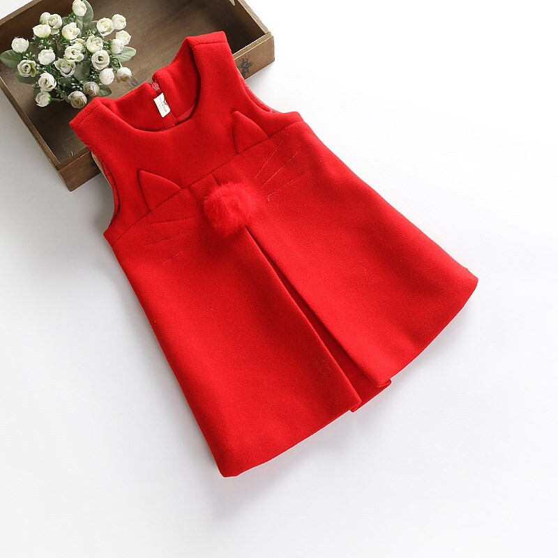 Girls Woolen Vest Skirt 2020 Autumn and Winter Children GIRL'S Elegant Slim Fit Sleeveless Full Body Dress Winter ni zi qun