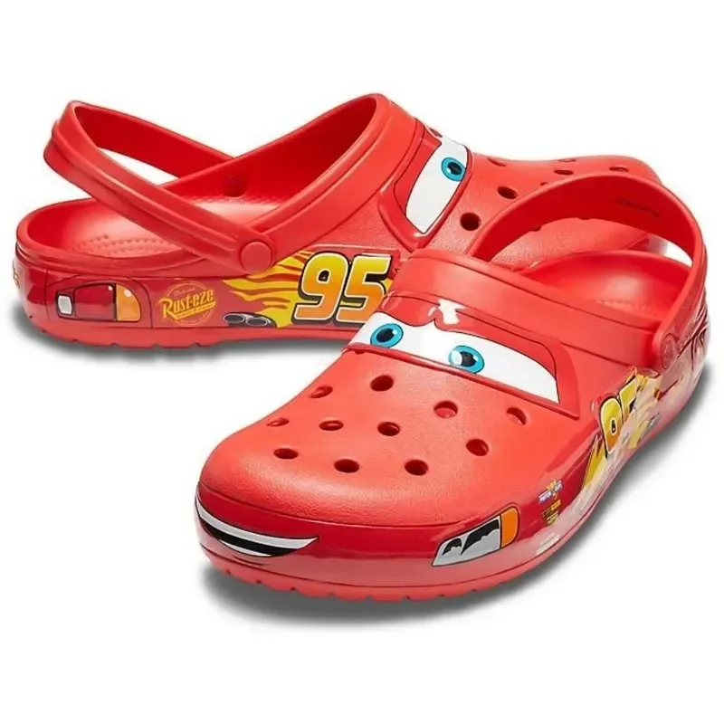 Disney Pixar Lightning McQueen Crocs Unisex Đi Biển Dép Hoạt Hình Anime Bể Chống Trơn Trượt No95 Dép