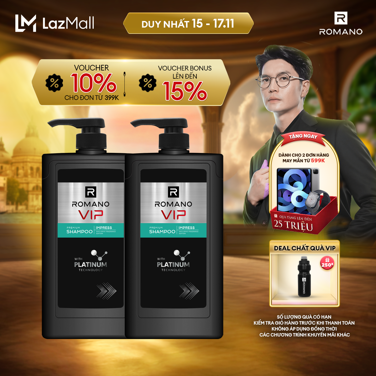 Combo 2 Dầu gội Romano VIP IMPRESS 650G