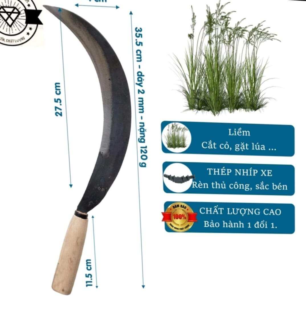 LIỀM CẮT CỎ ,LÚA RÈN THỦ CÔNG SẮC BÉN.