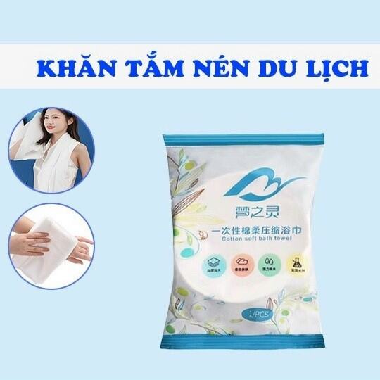 Khăn tắm nén mang đi du lịch kt 70x140cm nén nhỏ gọn rất tiện lợi khăn tắm viên nén du lịch, tiết kiệm diện tích, dễ mang theo công tác, du lịch, nở ra khi ngâm nước