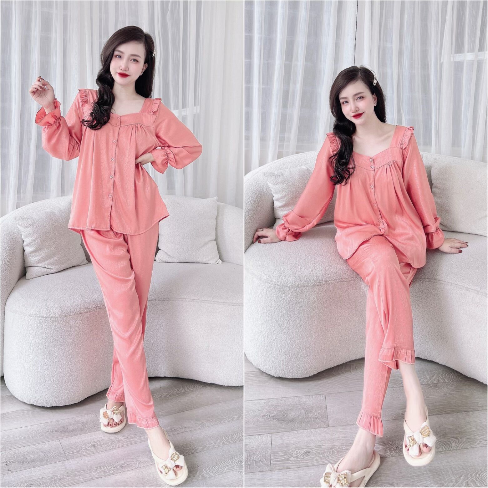 Đồ Bộ Bigsize Lụa Xước Ánh Kim - Sang Chảnh, Chất Rũ Mượt, Mát