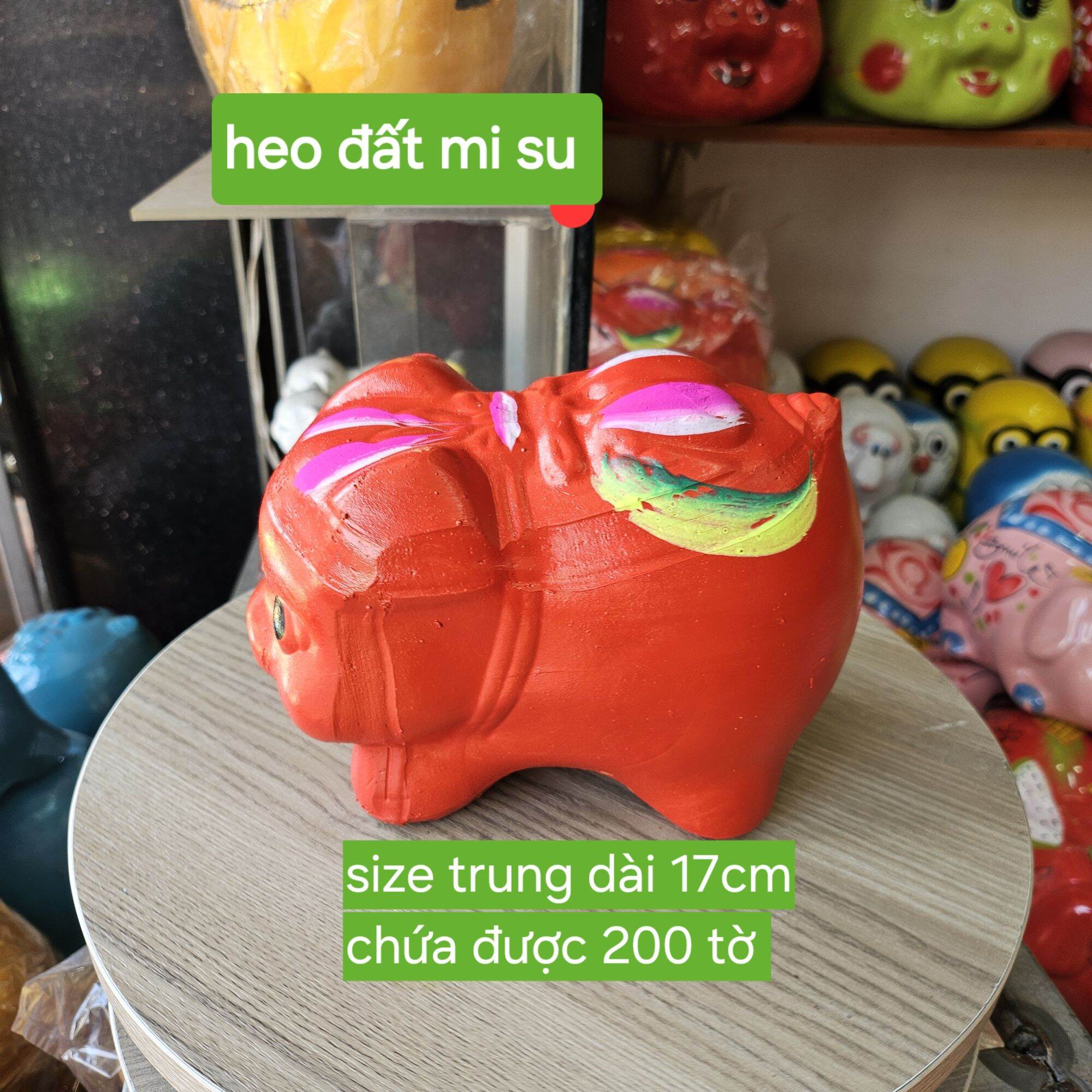Heo đất tiết kiệm heo đất truyền thống màu đỏ size