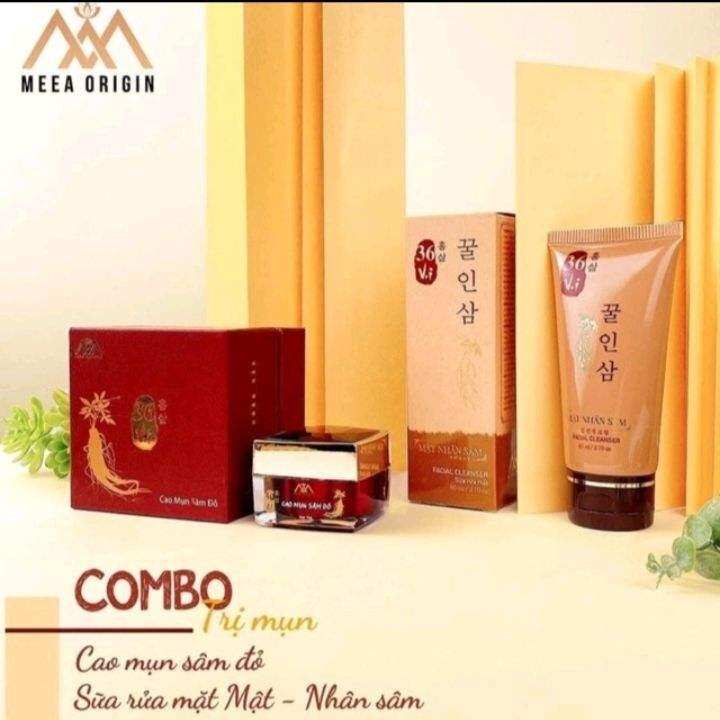 Combo Cao sâm mụn đỏ 36 vị và Sữa Rửa Mặt Mật Nhân Sâm Xóa Mụn Trắng Da