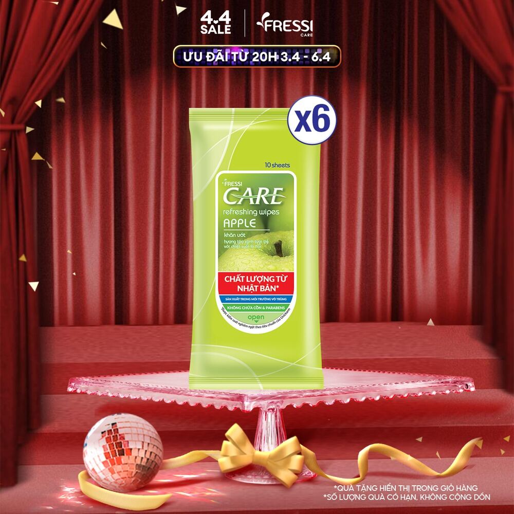 Combo 6 khăn ướt Fressi Care Apple 20 miếng