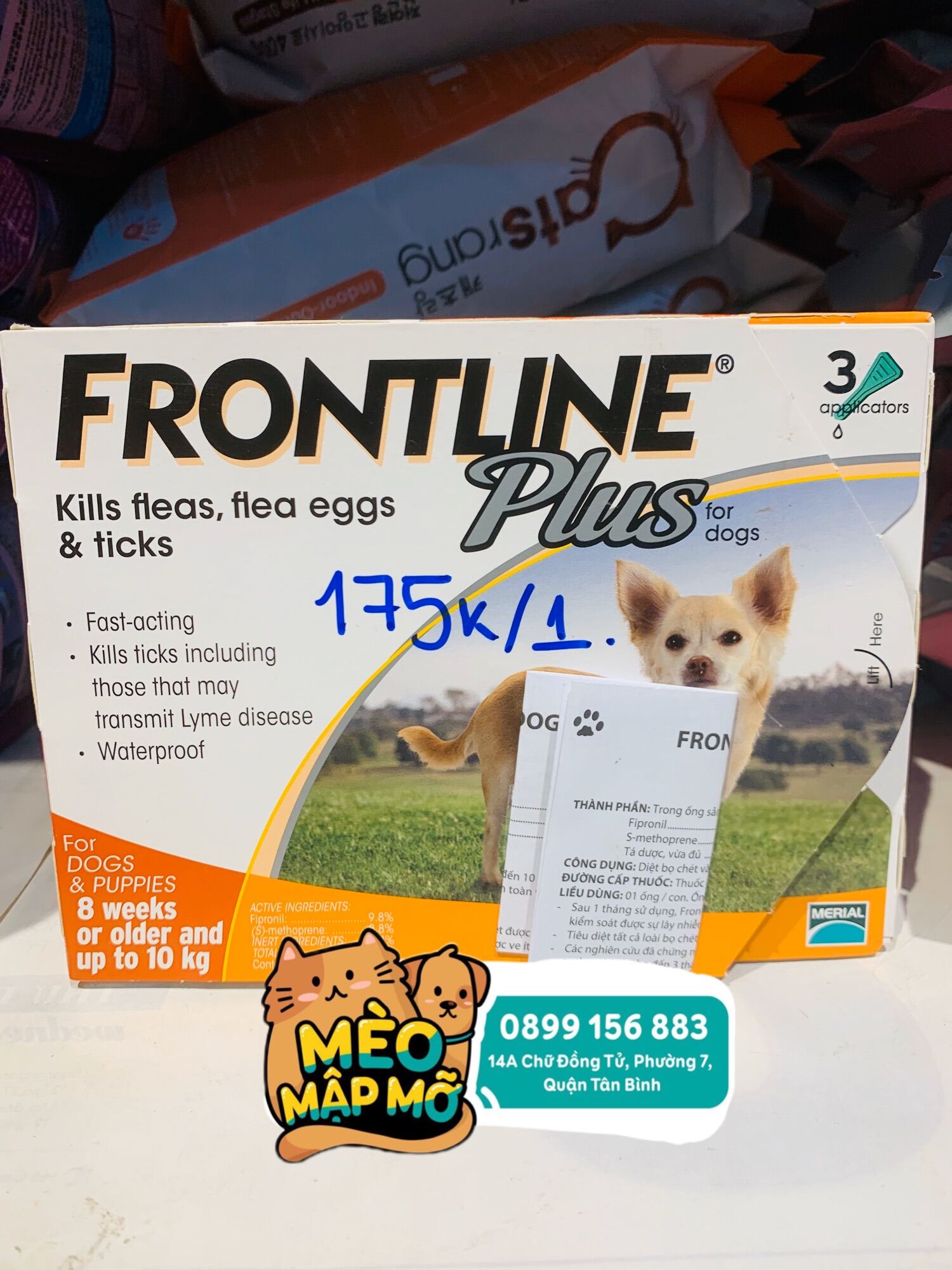 1 tuýp nhỏ gáy Frontline Plus trị ve, rận cho chó dưới 10kg