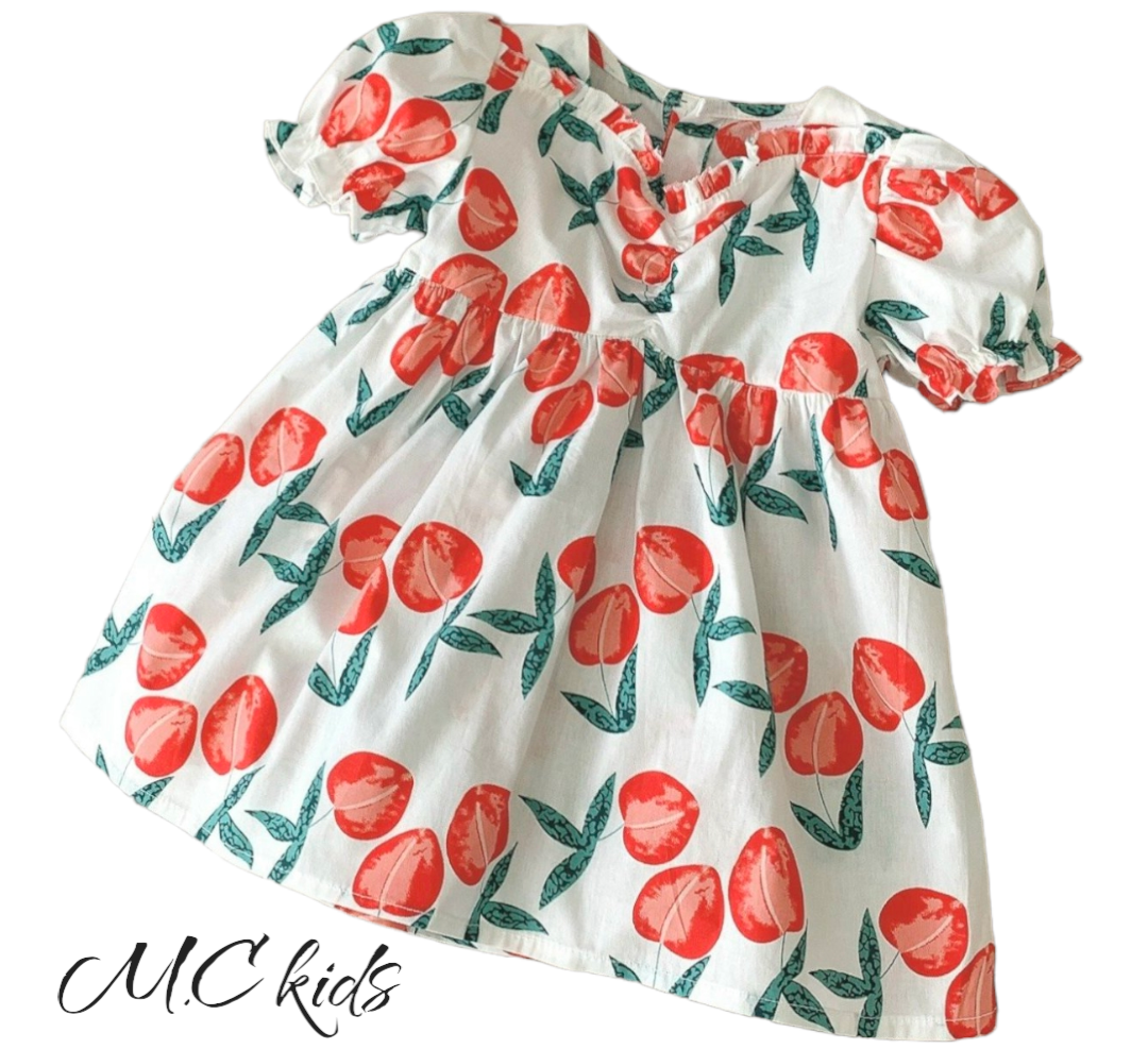 Váy nhún ngực quả đỏ 7-30kg-Váy trẻ em-Váy công chúa-Váy bé gái- đầm bé gái