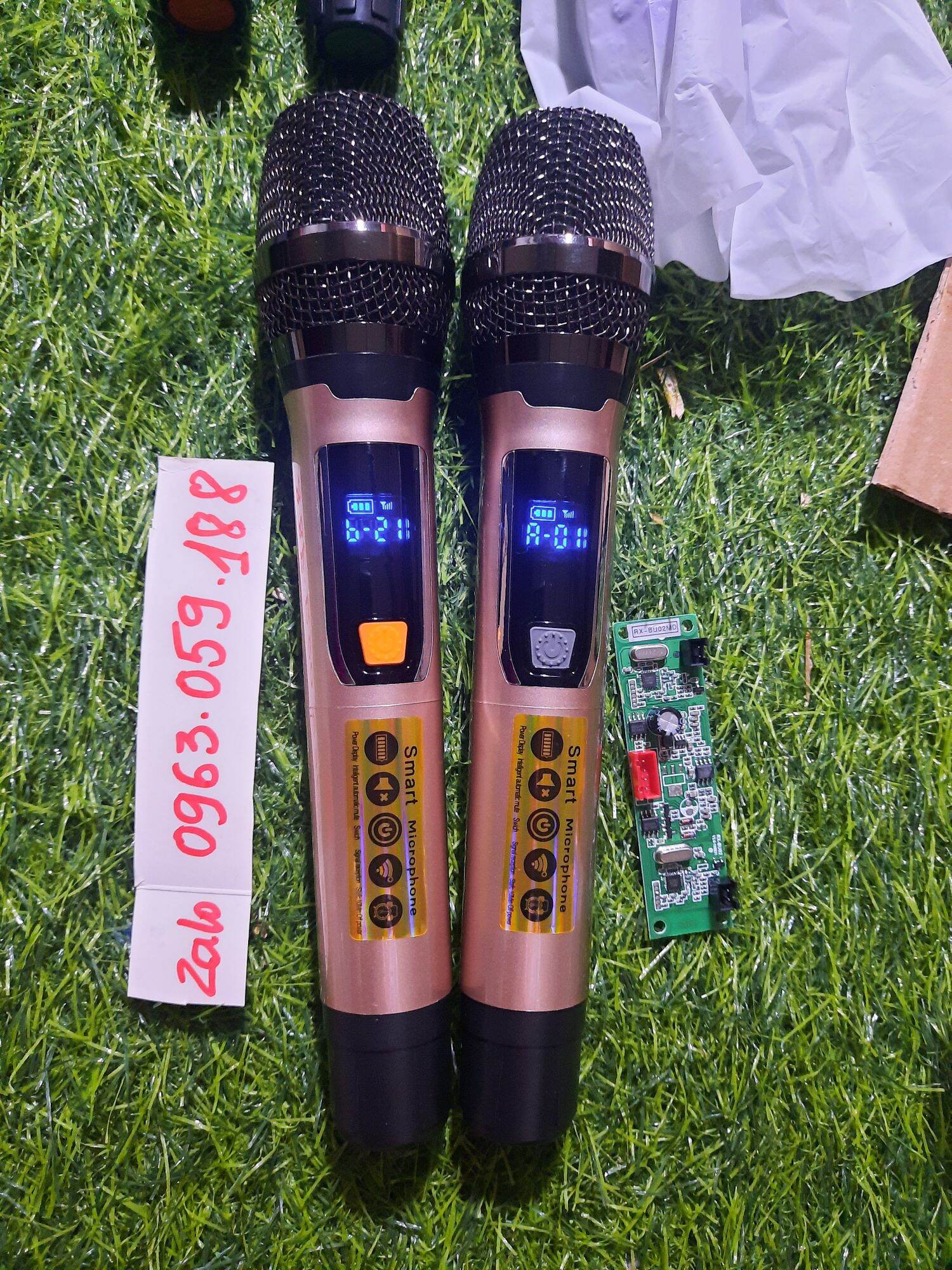 Micro Không Dây Cho Loa Kéo Sét Tần Số - 2 Mic Và 1 Bo