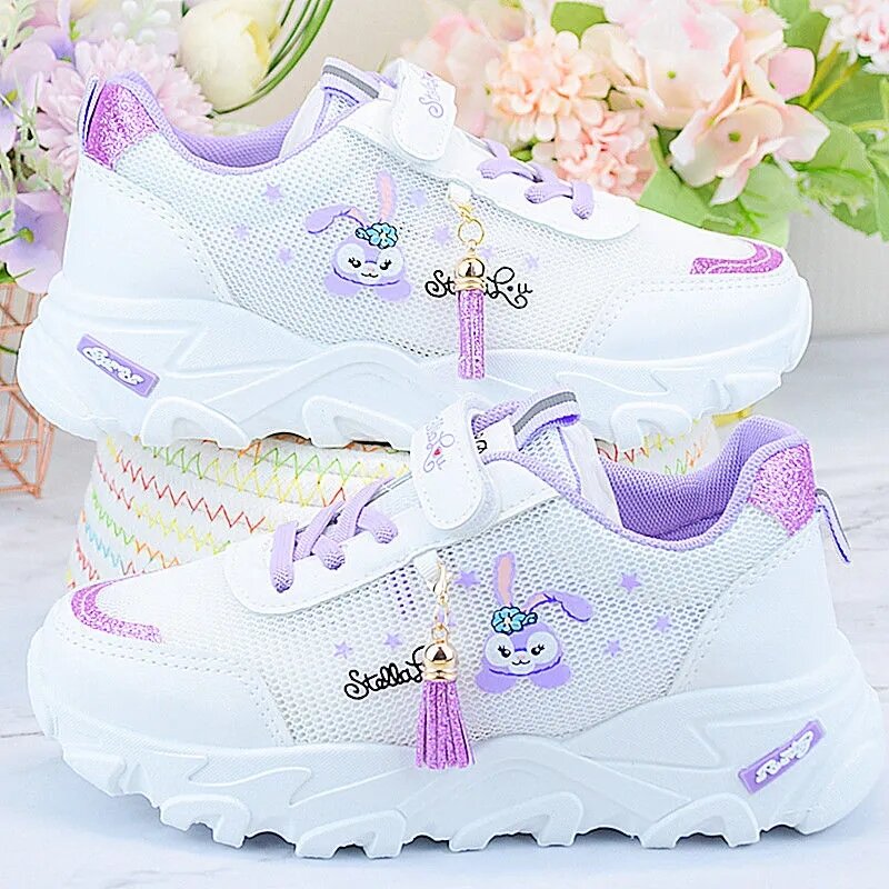 Giày Thể Thao Trẻ Em Giày Chạy Bộ Mặt Da Star Dello Mẫu Mới Mùa Xuân 2022 Giày Chunky Sneaker Học Sinh Nữ Giày Lưới Thoáng Khí