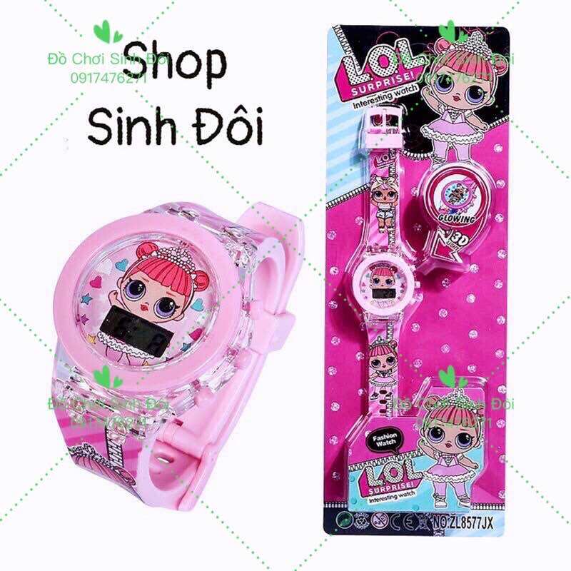 Đồng hồ hình búp bê có đèn - đồng hồ bé gái