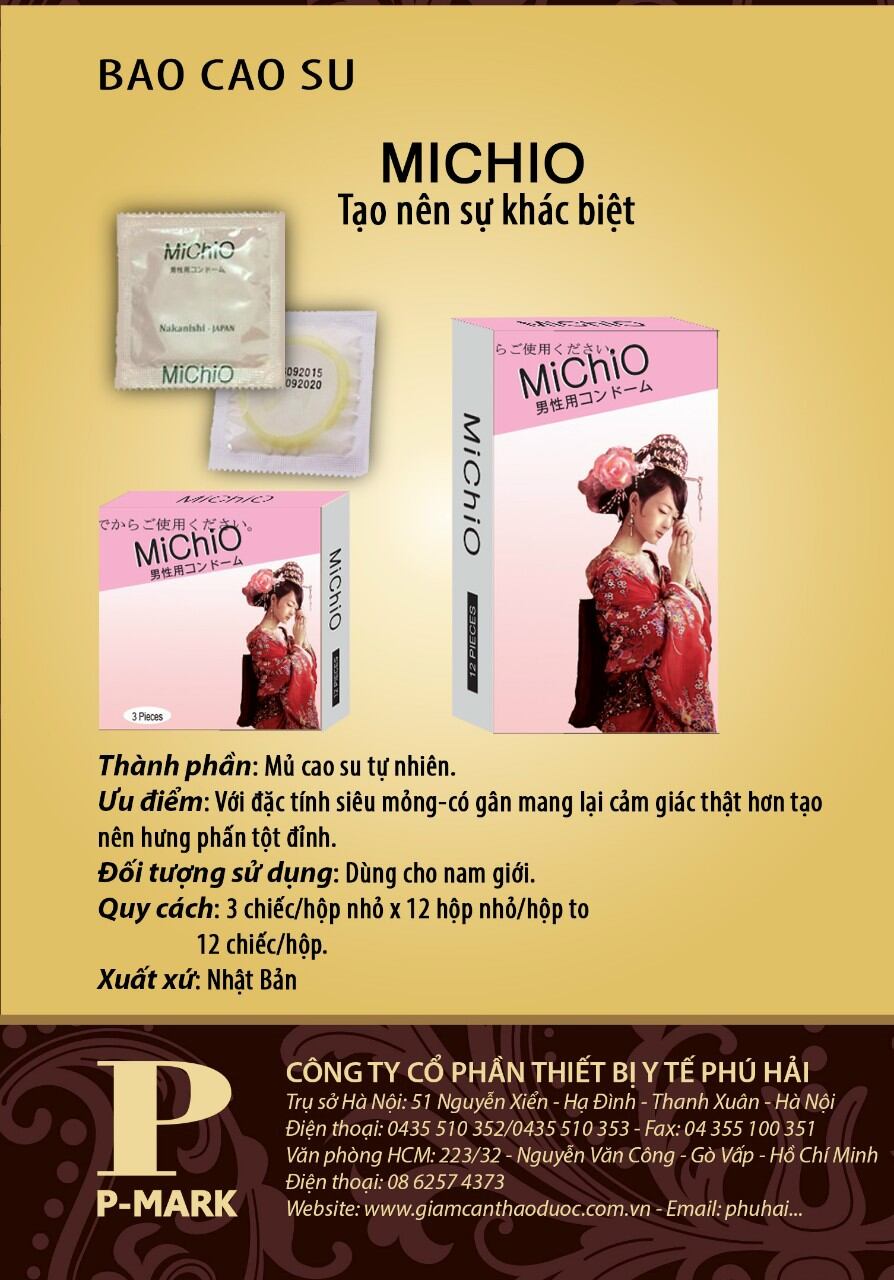 Bao cao su siêu mỏng MICHIO hộp 12 chiếc