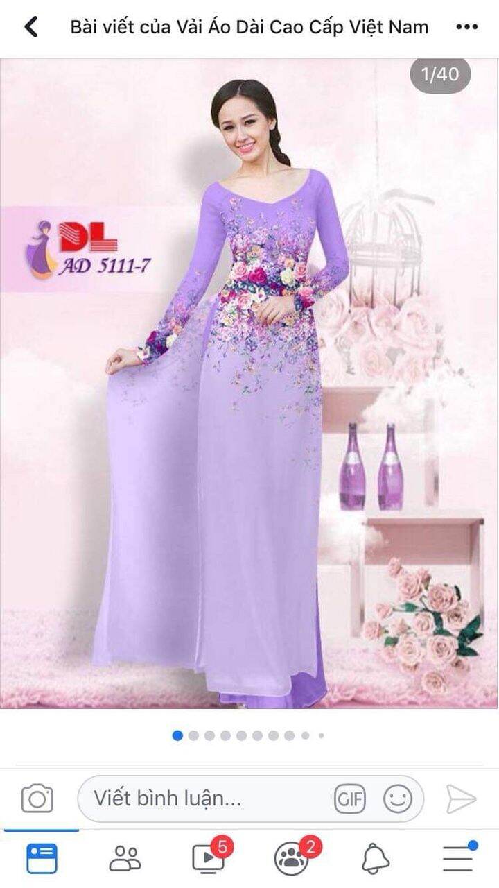 ÁO DÀI LUA TƠ NHẬT HOA TÍM CỔ TRÒN THƠ MỘNG CHỈ 137 K .1 ÁO MAY SẴN