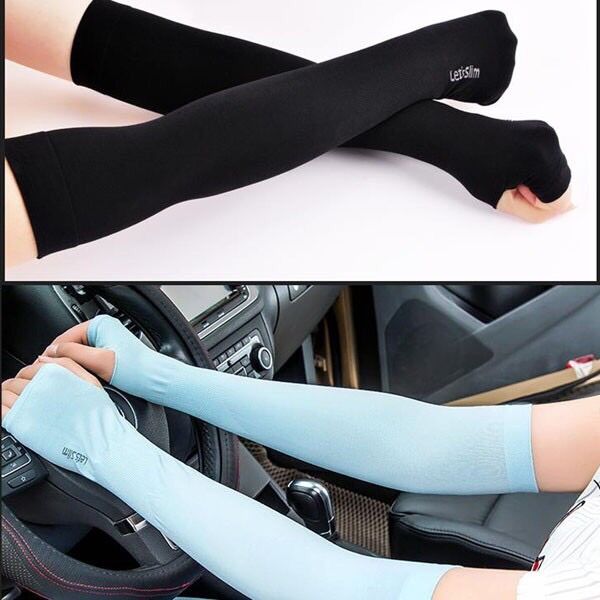 Set 3 đôi găng tay chống nắng xỏ ngón lets slim bao tay đi phượt siêu mát chống tia uv ống tay đi xe máy