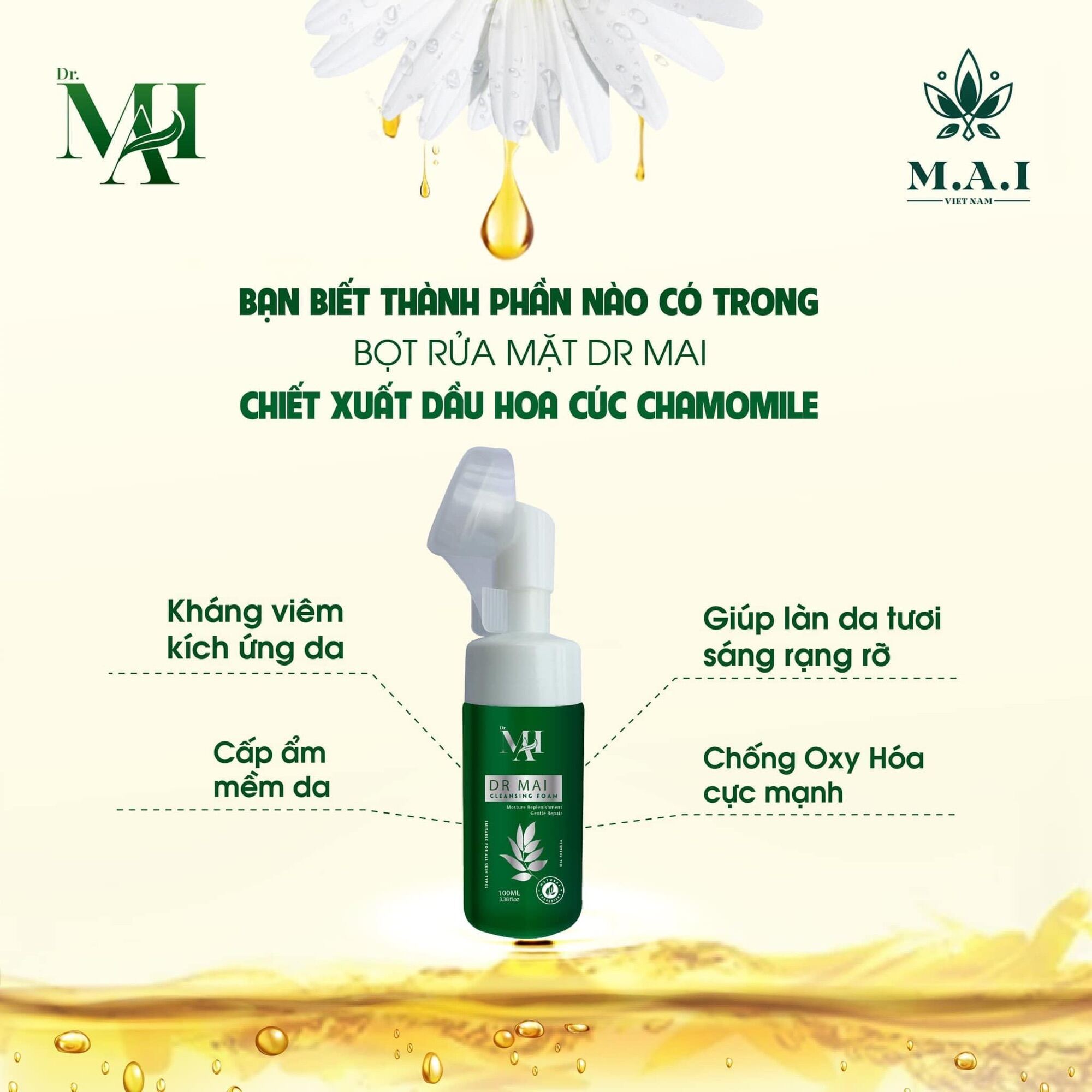 Sữa rửa mặt tạo bọt massage Dr.MAI hỗ trợ giảm mụn kiềm dầu