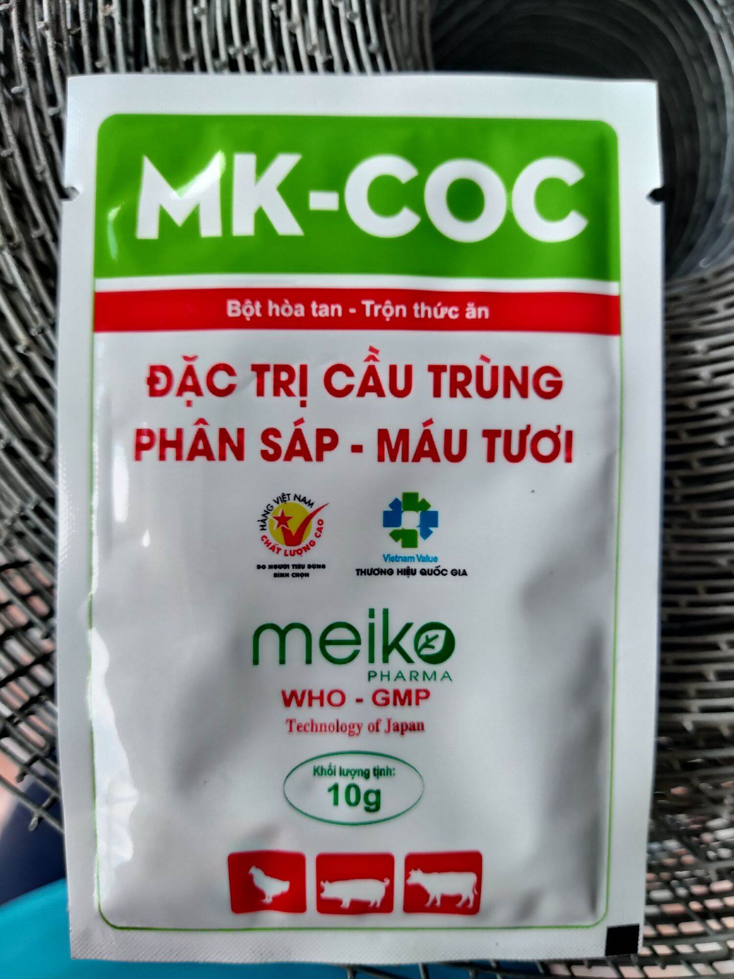 Cầu trùng cho gà mk coc gói 10g combo 10 gói