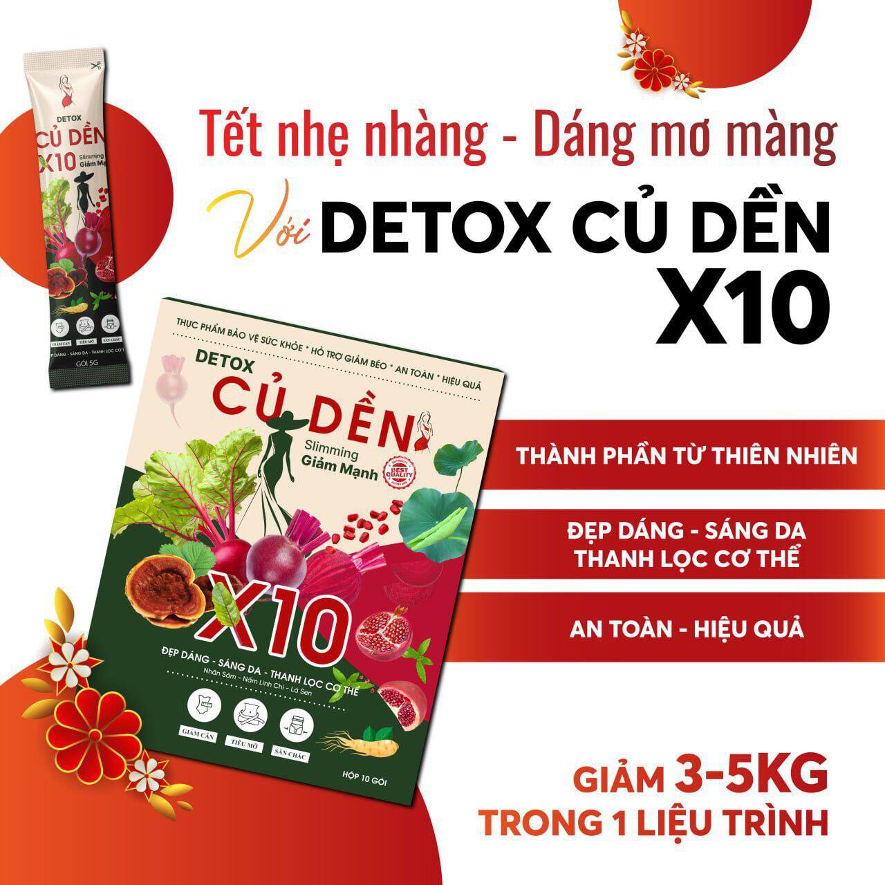 ĐETOX CỦ DỀN PHIÊN BẢN VIP MẠNH GIẢM CÂN GIẢM MỠ BỤNG