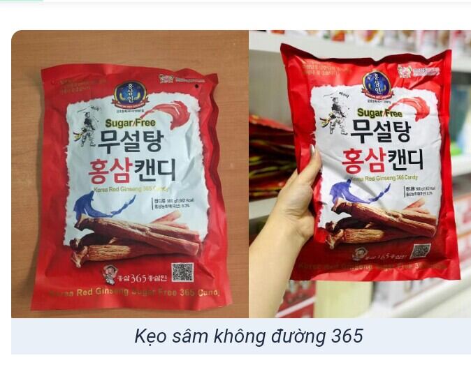 Kẹo Sâm Hàn Quốc Không Đường 365 Trắng 500gr giúp giảm stress, mệt mỏi, lo lắng, bồi bổ cơ thể, bổ thần kinh