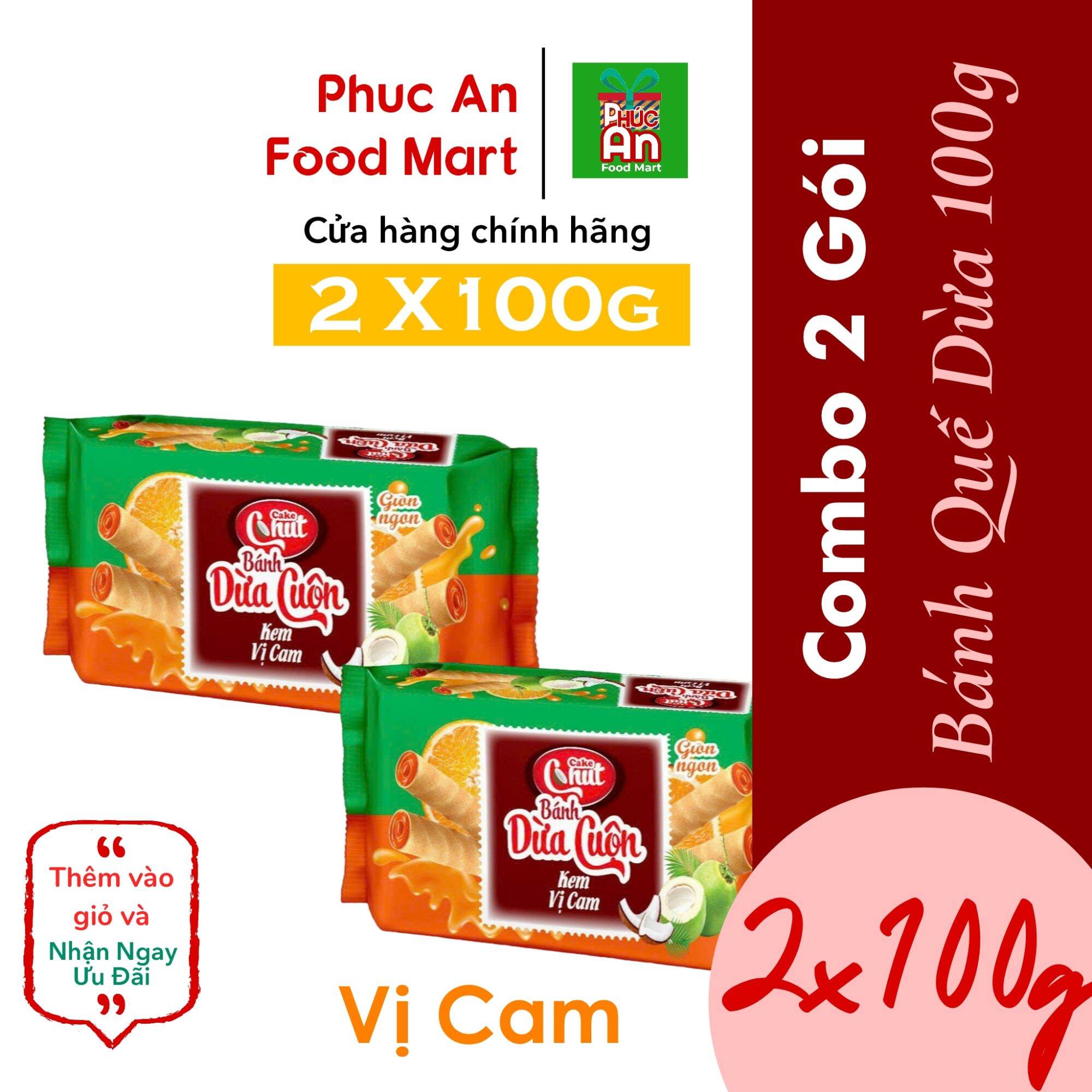 Combo 2 Gói Bánh Quế Dừa Vị Cam 33K