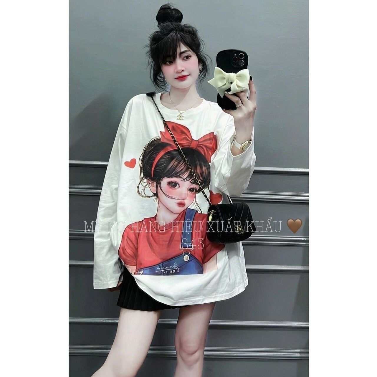 ÁO THUN IN SIÊU ĐẸP CÔ GÁI ĐEO NƠ LN
