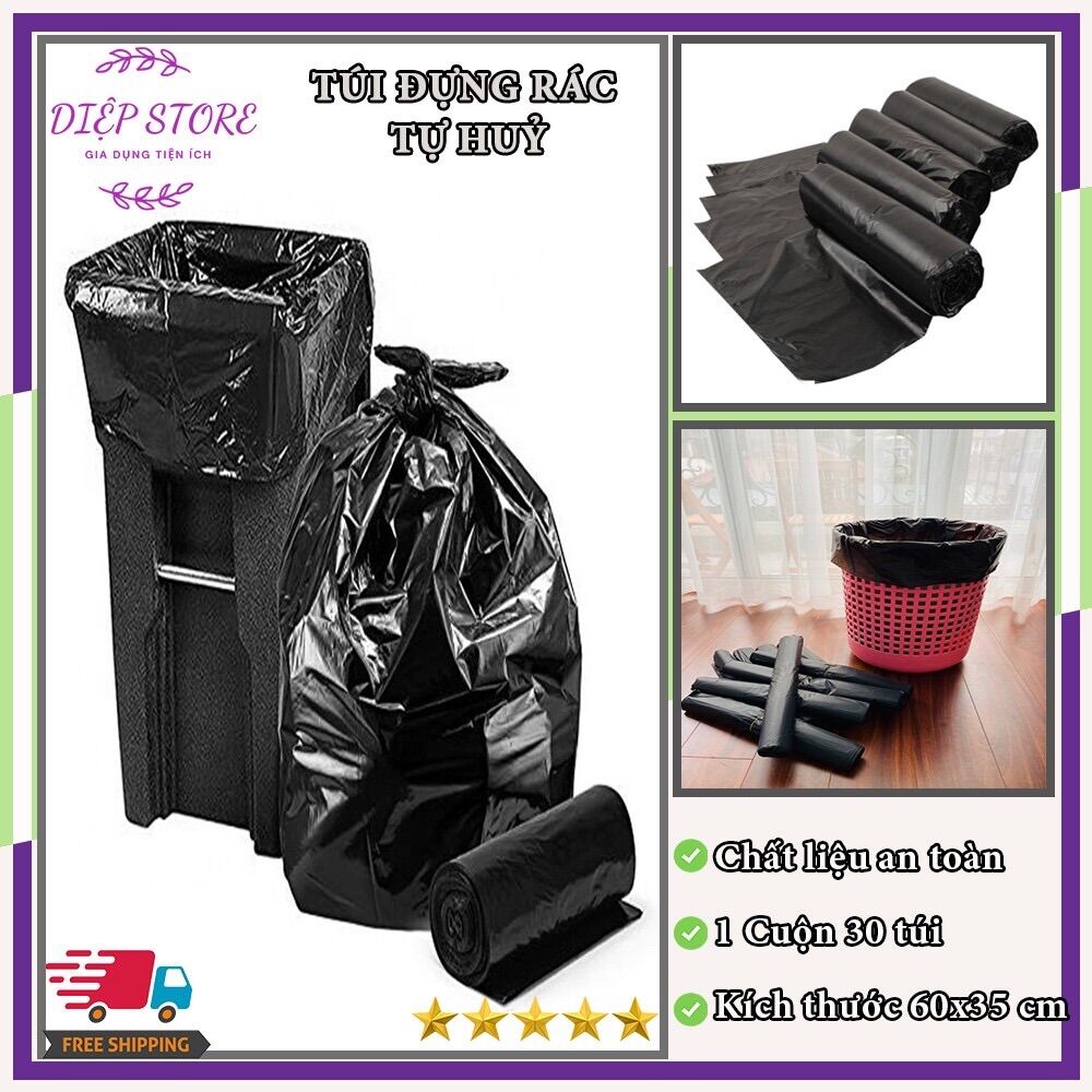 Túi đựng rác ❤️SALE❤️ Túi đựng rác phân huỷ - Túi đựng rác tự phân huỷ - Bọc đựng rác - 1 cuôn 30 túi tiện lợi bảo vệ môi trường giá siêu rẻ