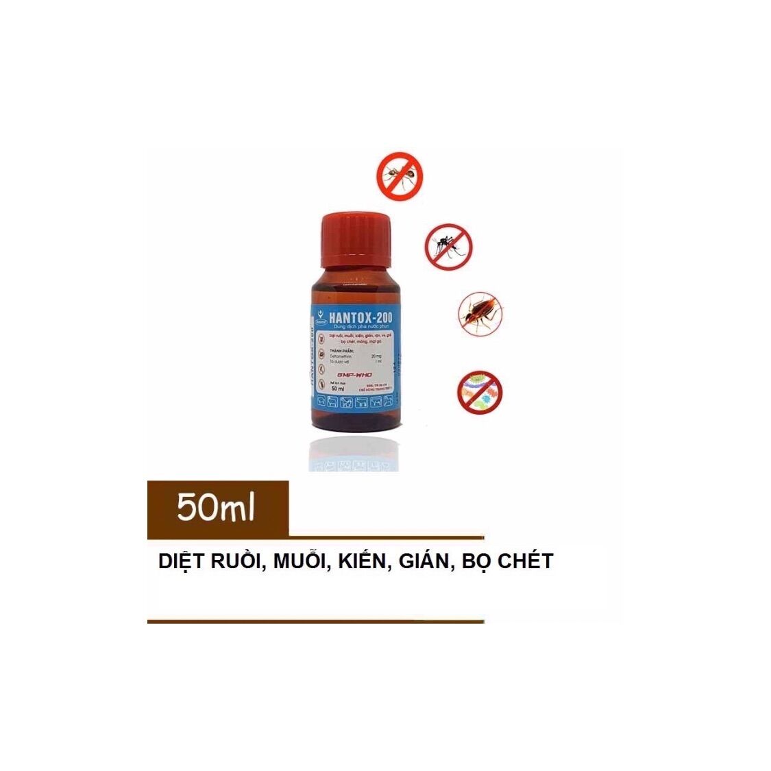 Hantox 200 50ml - diệt ve, rận, bọ chét, mạt gà, ruồi, muỗi, kiến, gián