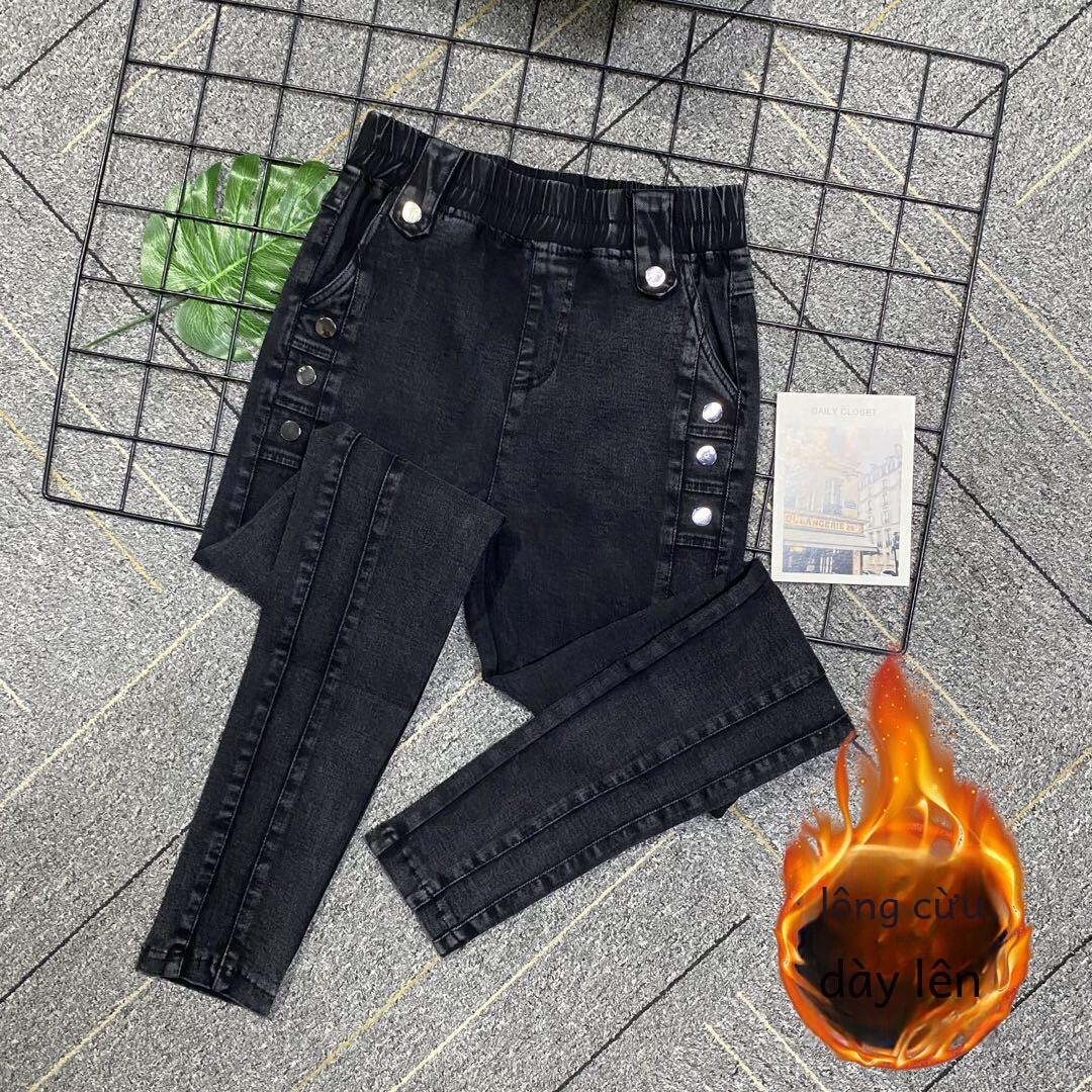 Quần Jeans Denim Màu Đen Cạp Cao Thời Trang Cho Nữ Quần Dài Ôm Dáng Kiểu Harem Phong Cách Mùa Thu Đông Quần Jeans Nữ