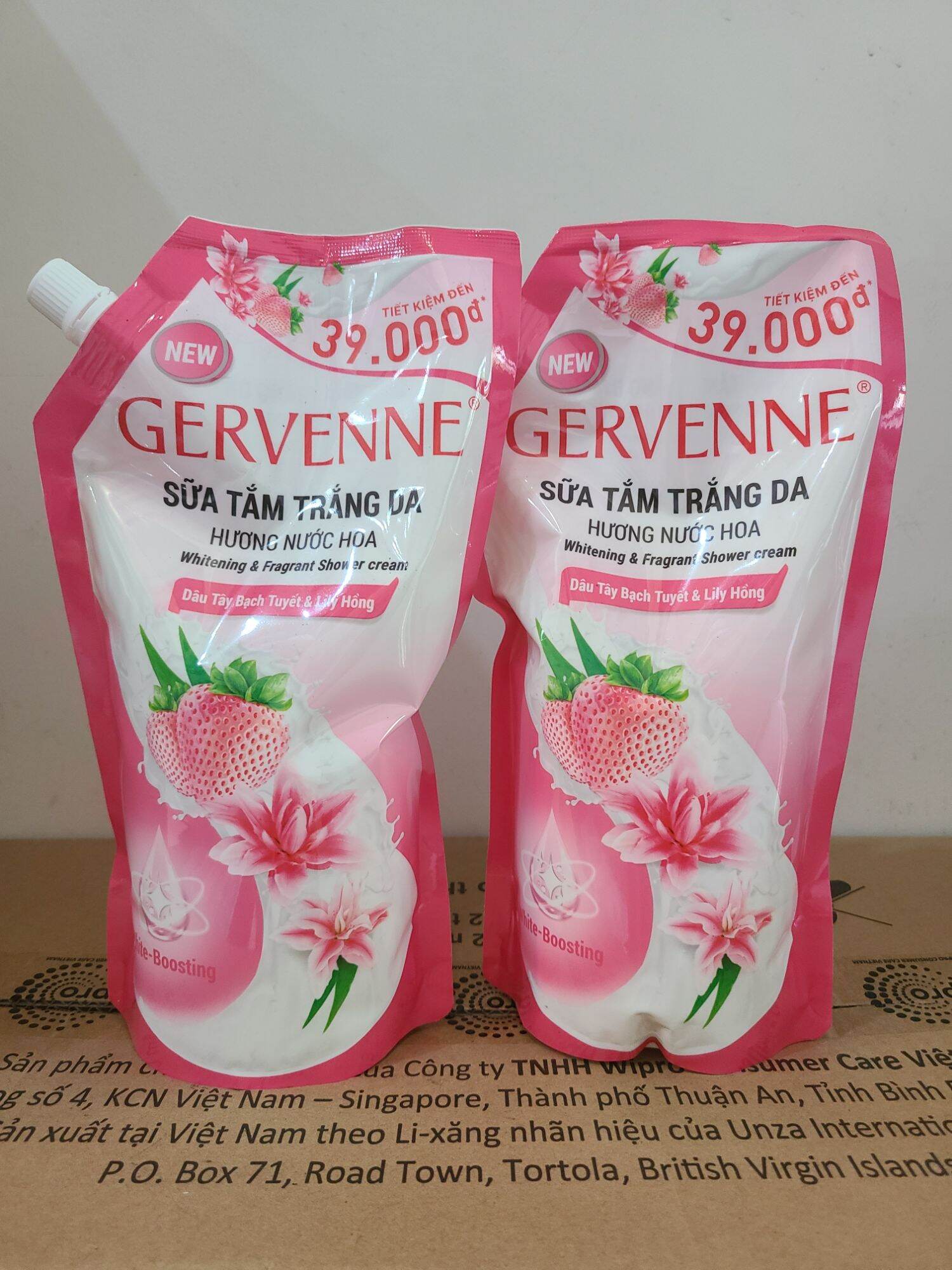com bo 2 túi sữa tắm gervenne 900g