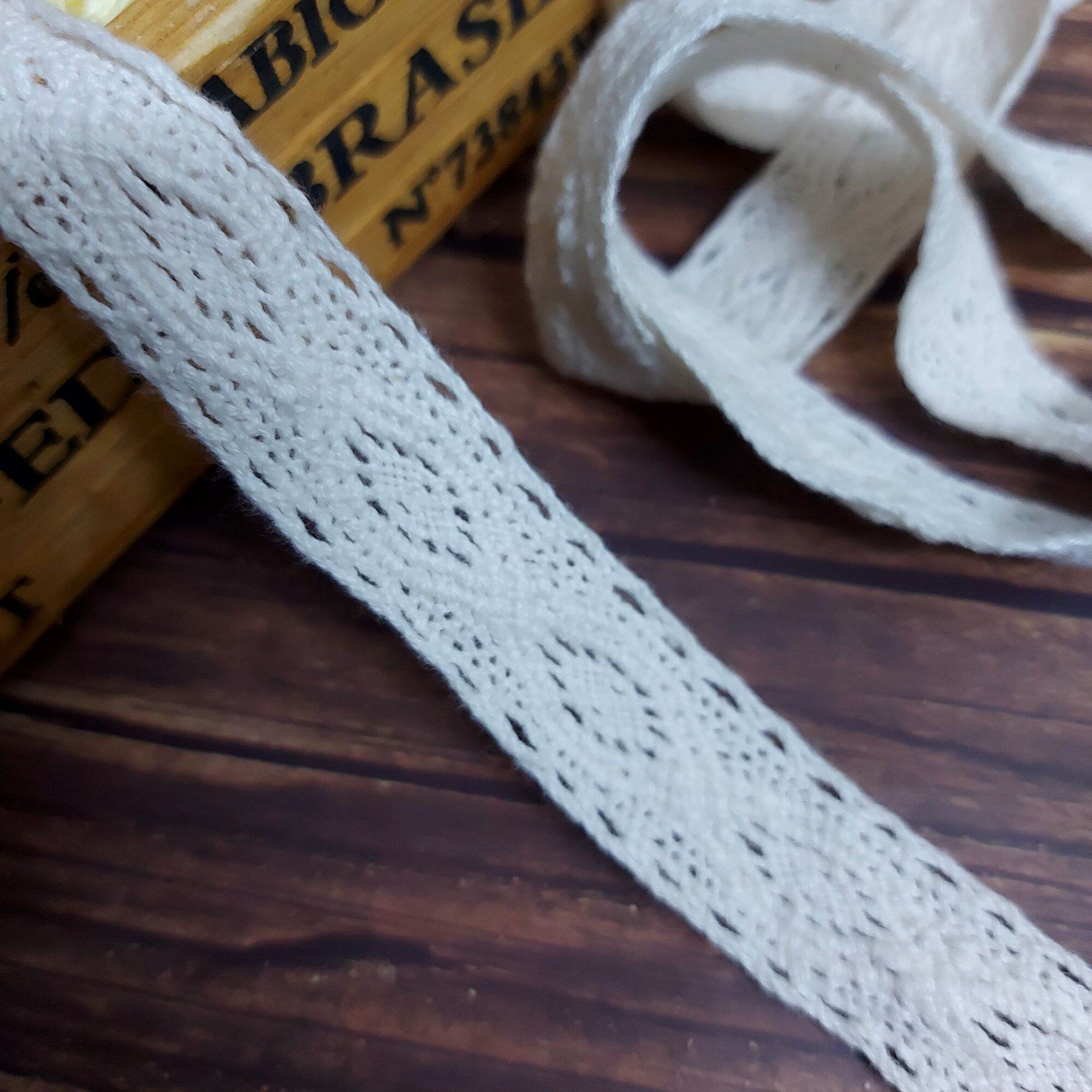 Ren thêu chỉ cotton, màu trắng ,phụ kiện may vá,bản 1.7cm.