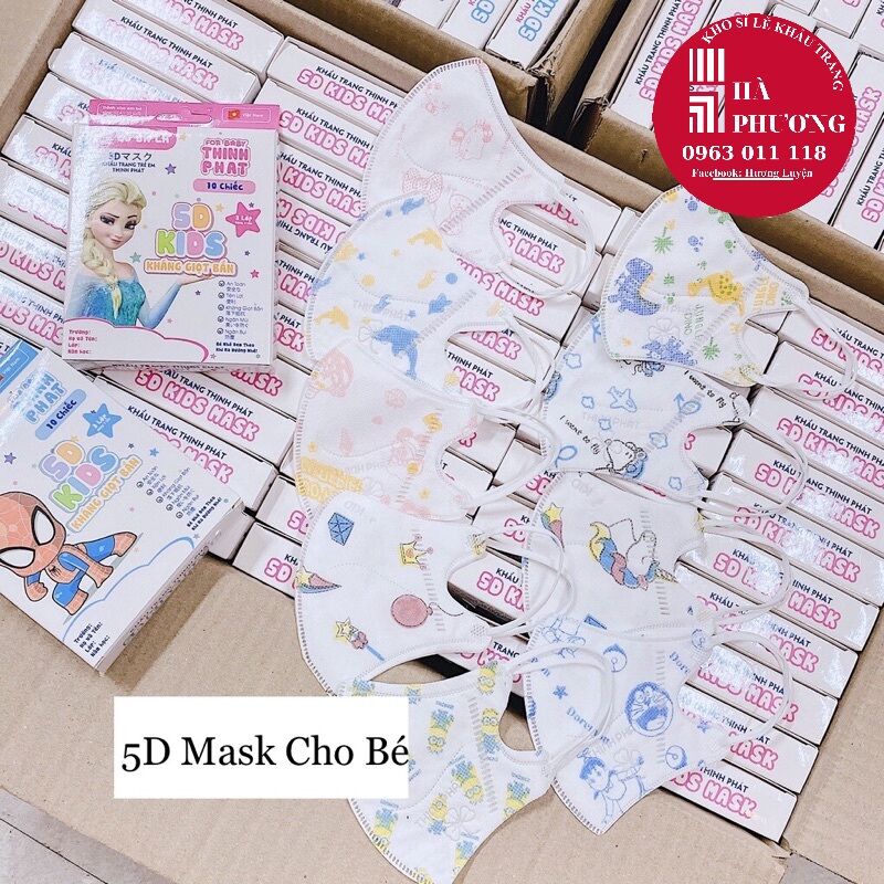 Khẩu trang 5D thịnh phát dành cho bé 1-6 tuổi hộp 10 cái .