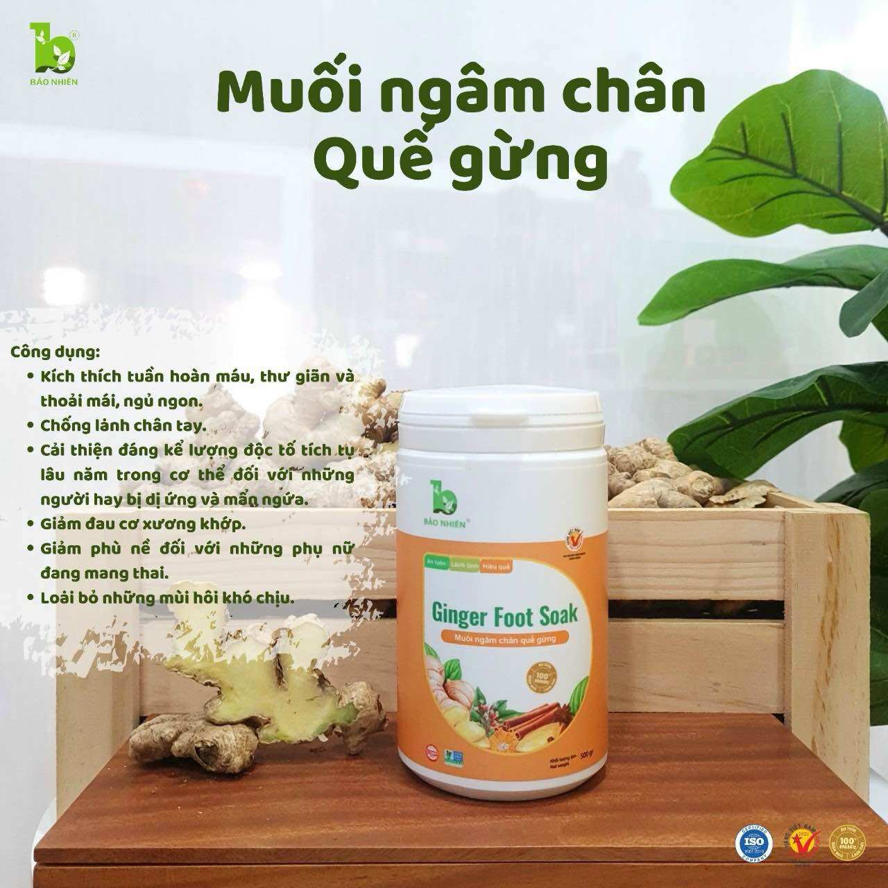Muối ngâm chân thảo dược quế gừng Bảo Nhiên 500gr - giảm đau nhức (Việt Nam)