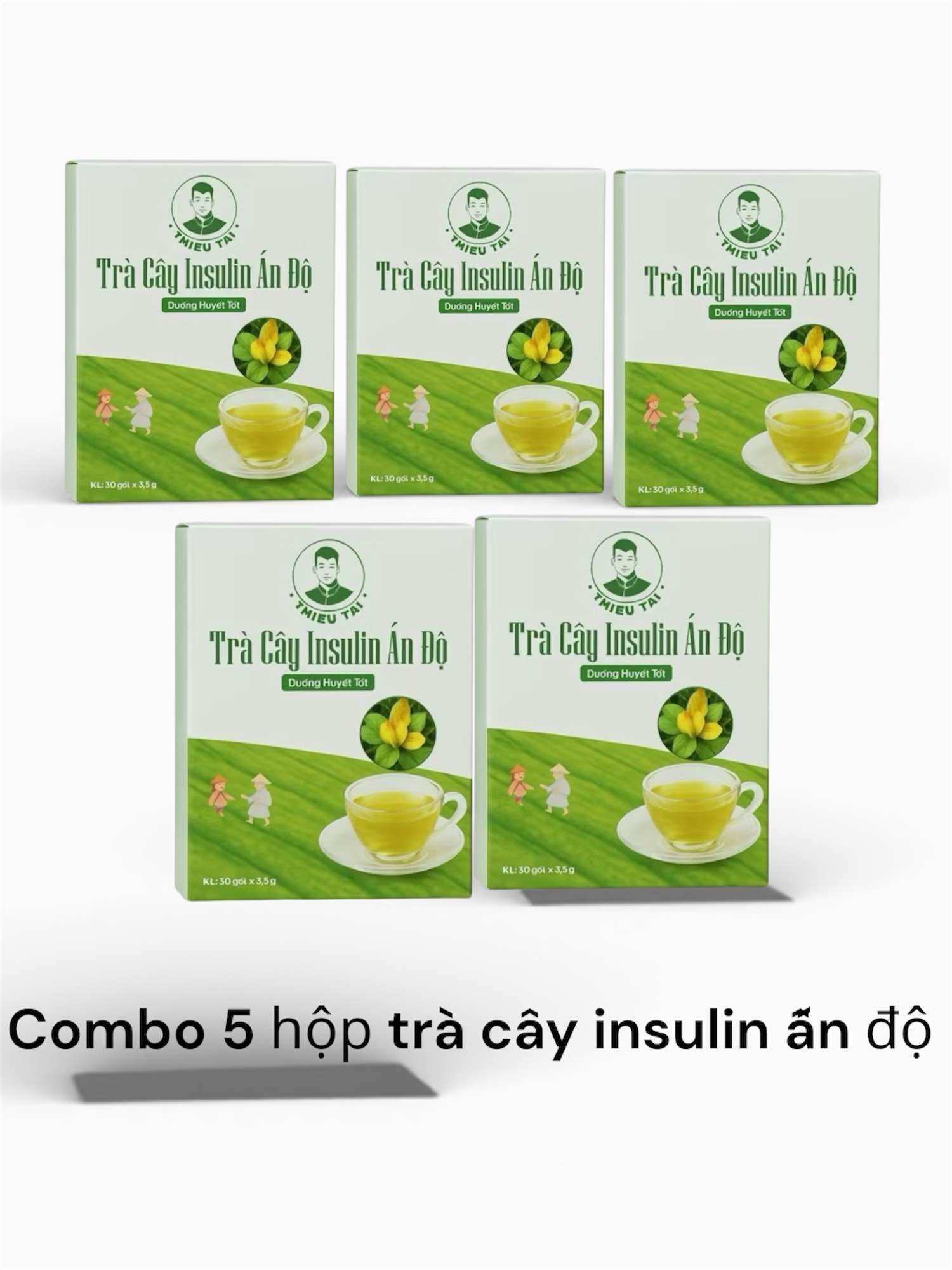 Combo 5 hộp Trà cây insulin ấn độ trà tiểu đường hộp 30 gói
