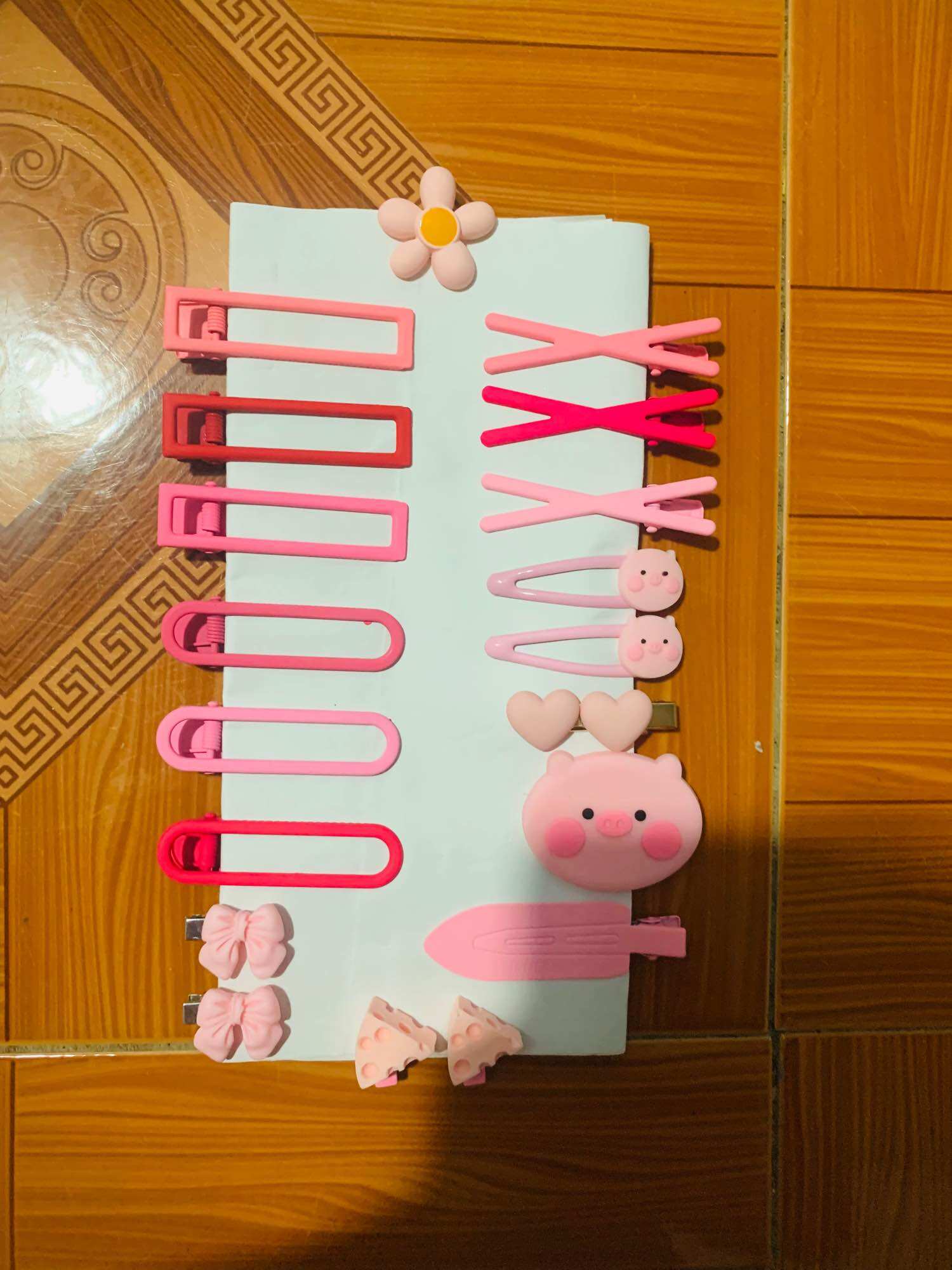 TD55 Set 19 món kẹp tóc tone hồng cute 
