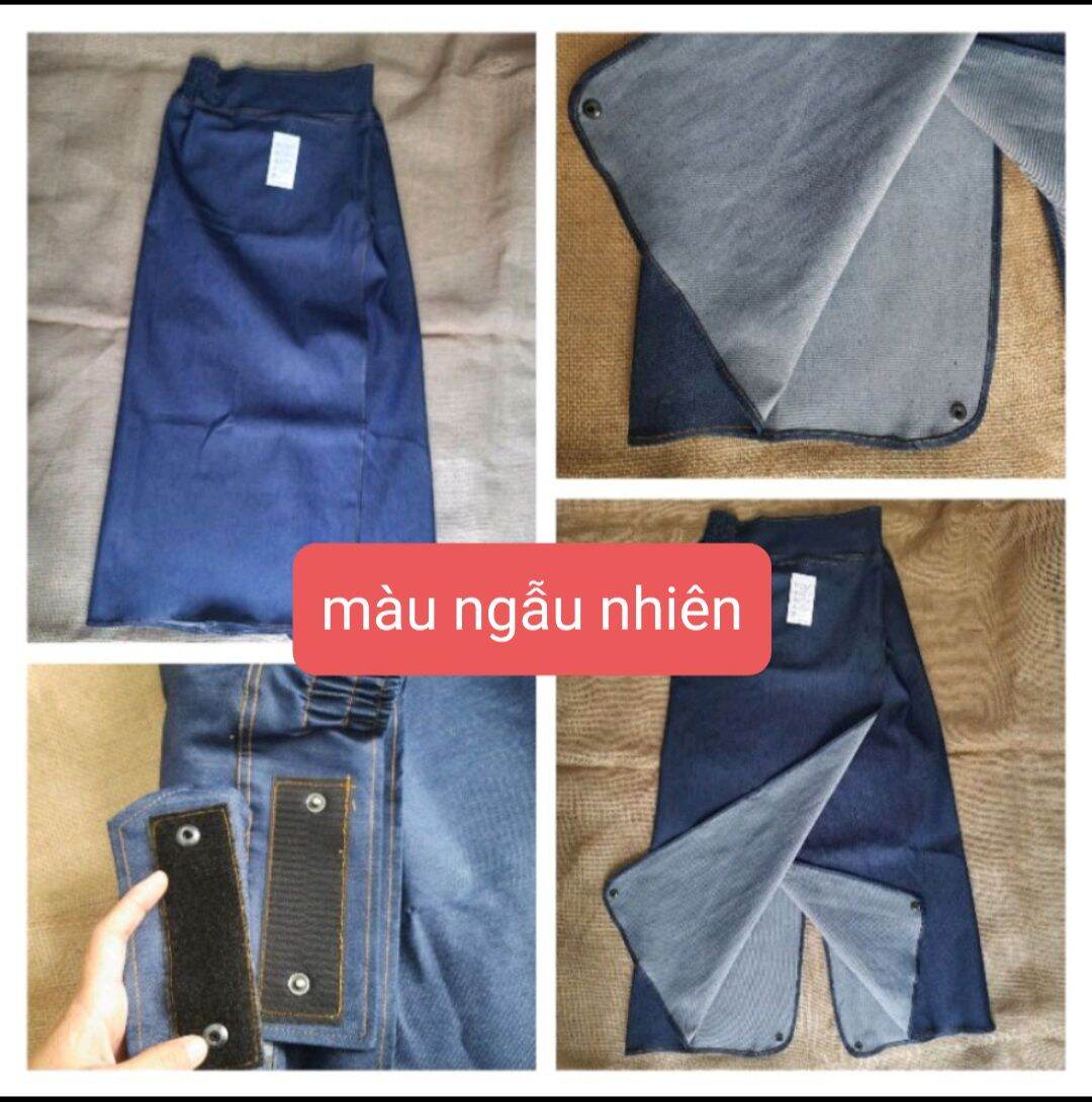 gia sỉ Váy chống nắng jean xẻ tà chuyên ngồi sau, đi xe số có nút bấm ở chân