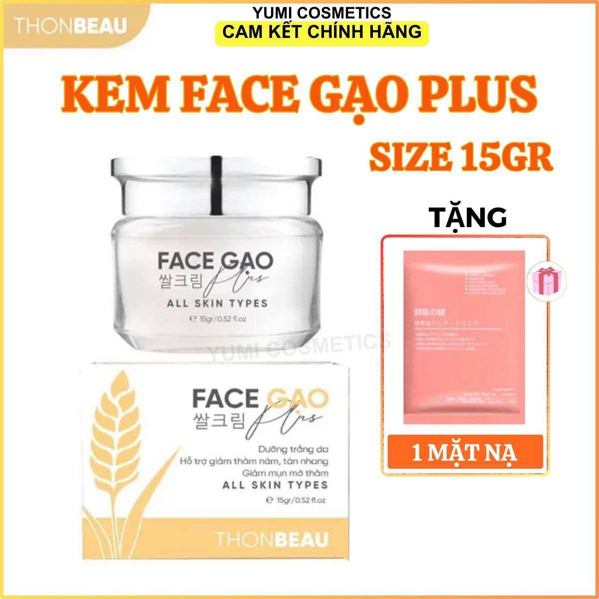 KEM FACE GẠO PLUS dưỡng trắng da - giảm thâm sạm nám nam-tàn nhang-giảm mụn mờ thâm