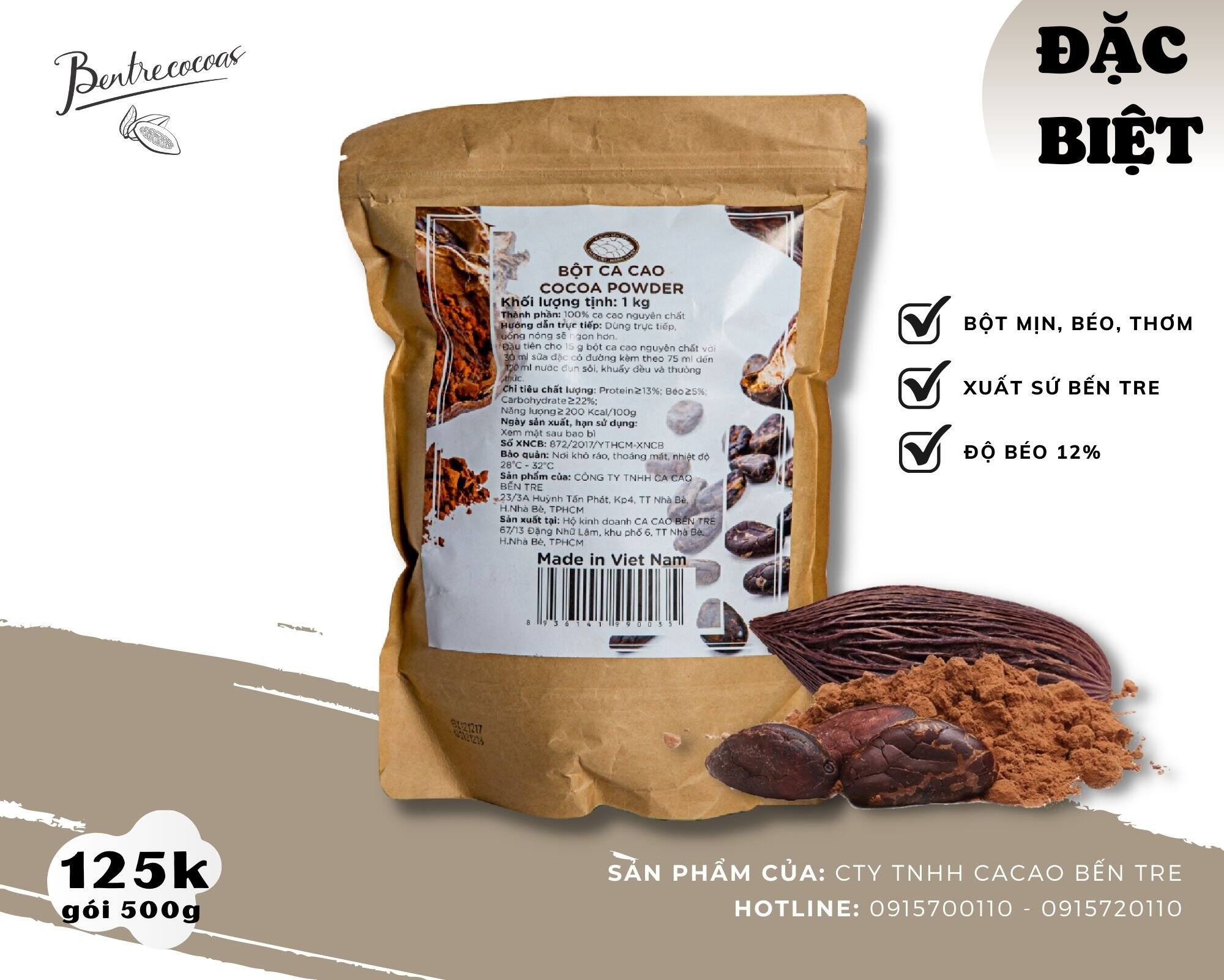 BỘT CACAO  NGUYÊN CHẤT ĐẶC BIỆT 500G BENTRECOCOAS