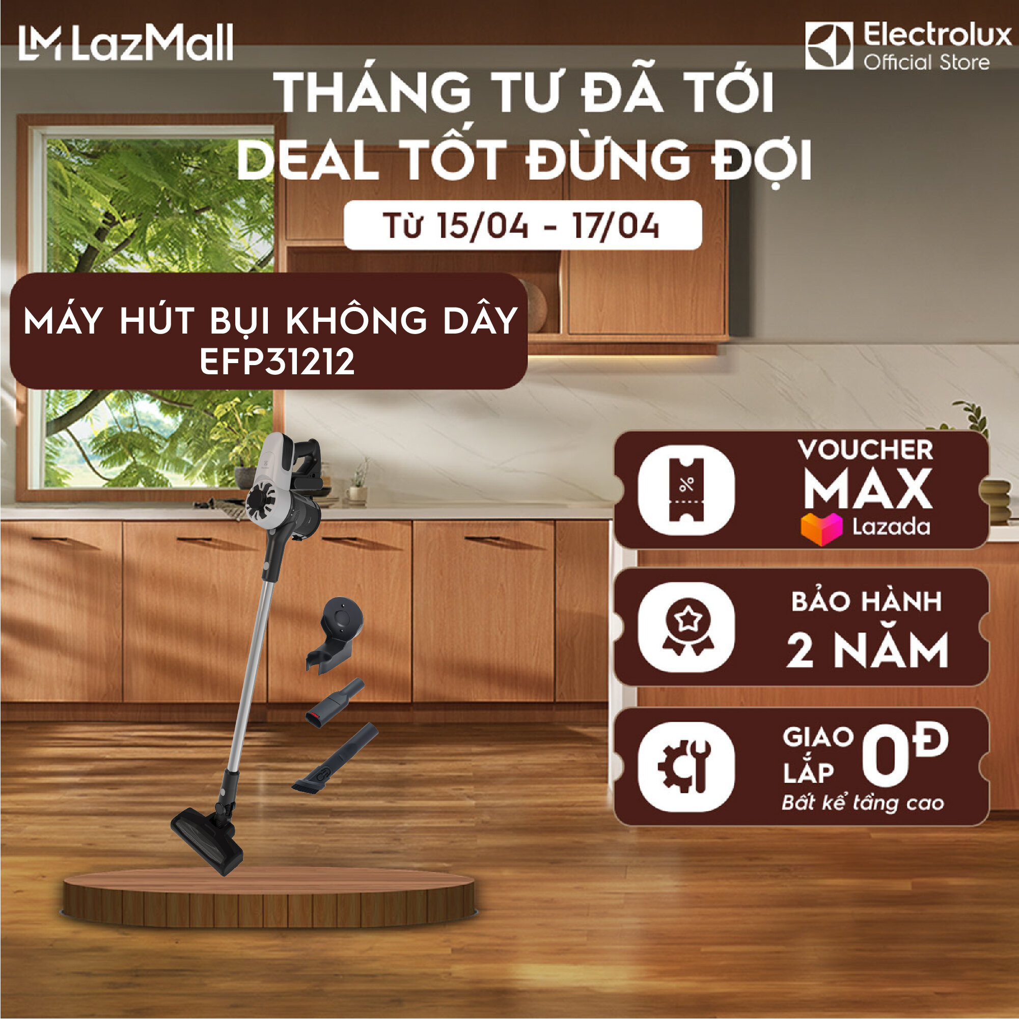 Máy hút bụi cầm tay không dây Electrolux EFP31212 - hiệu suất cao, trọng lượng nhẹ, BH 24 tháng