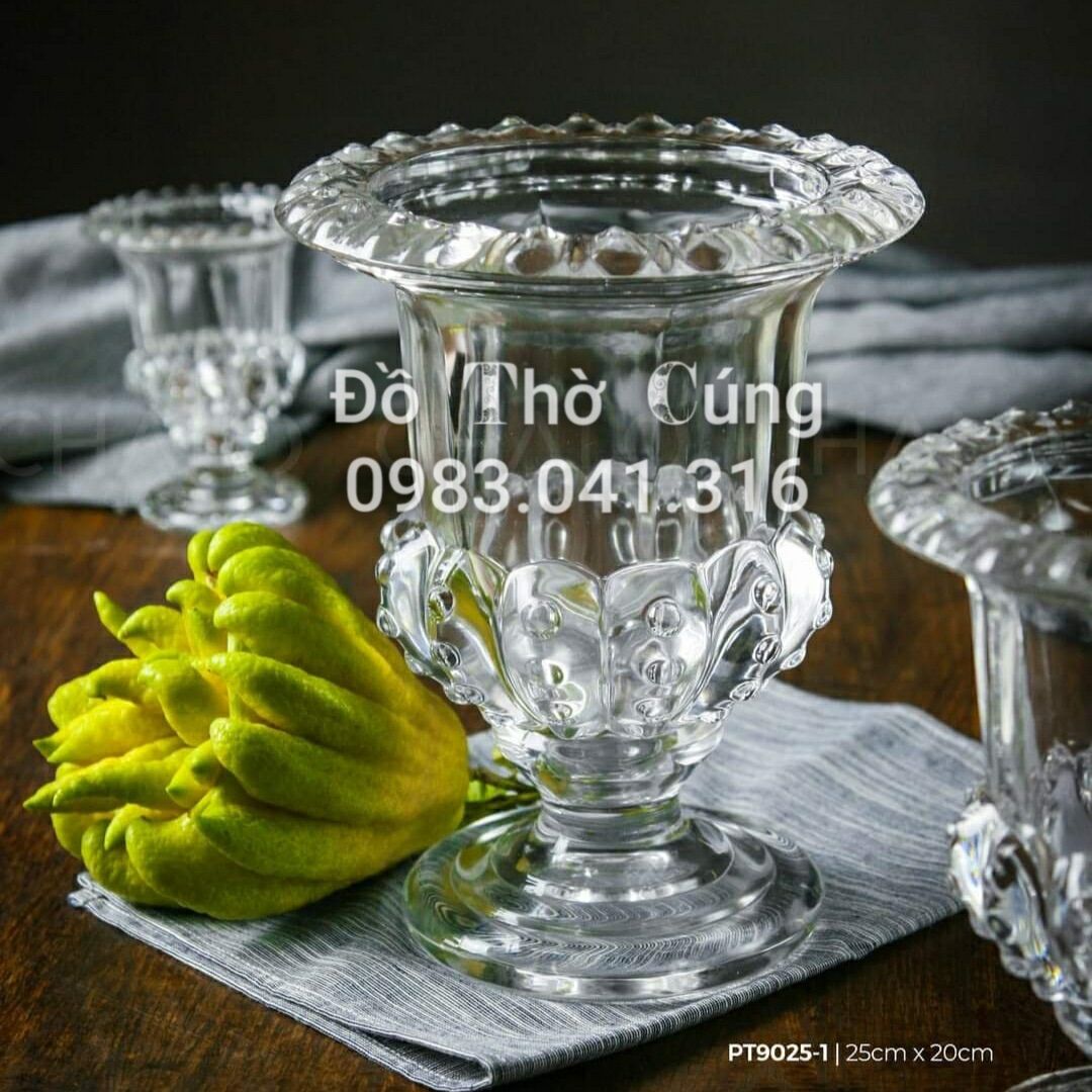 Ly thuỷ tinh để phật thủ loại dầy