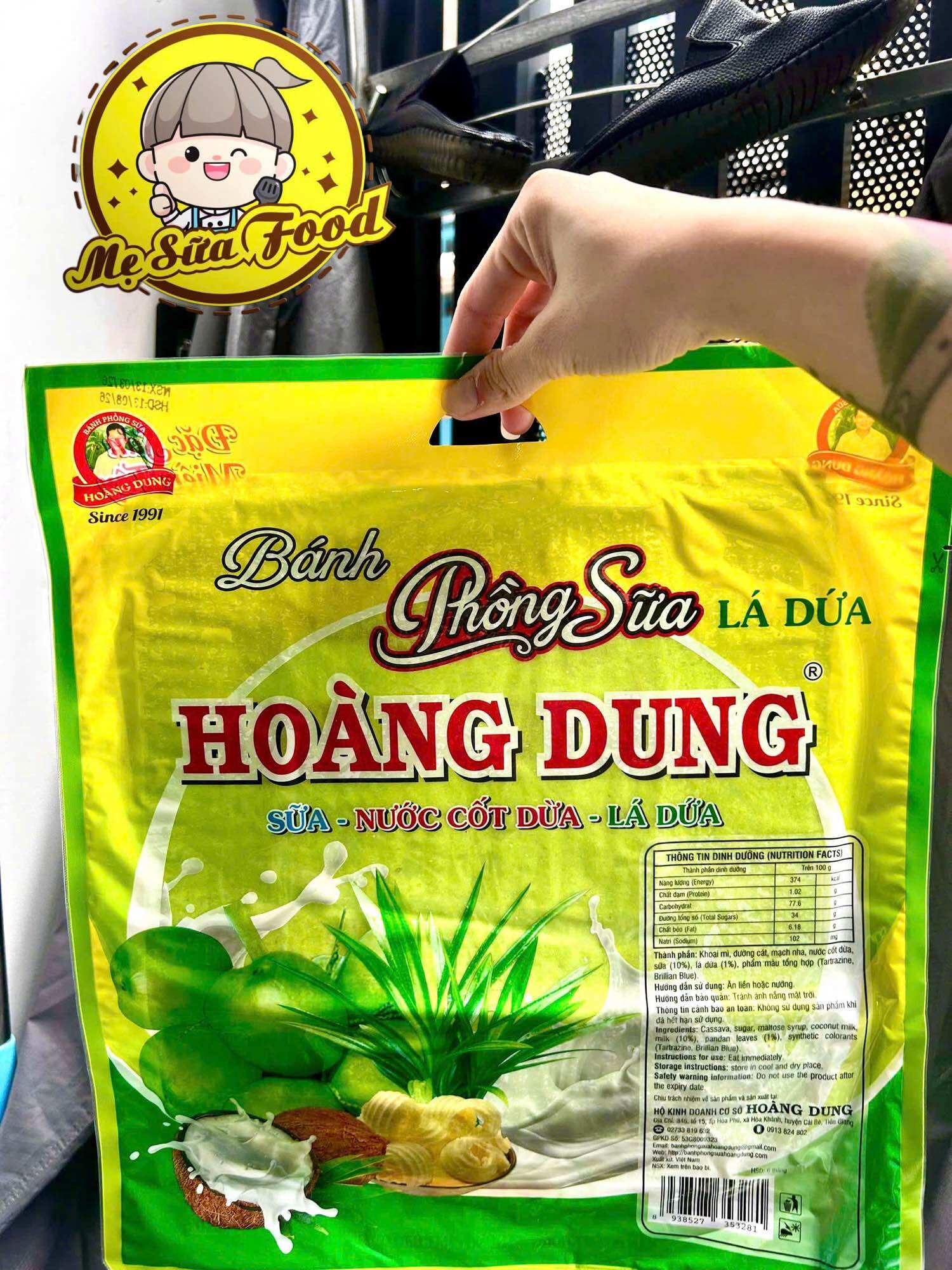 200g bánh phồng sữa lá dứa Hoàng Dung
