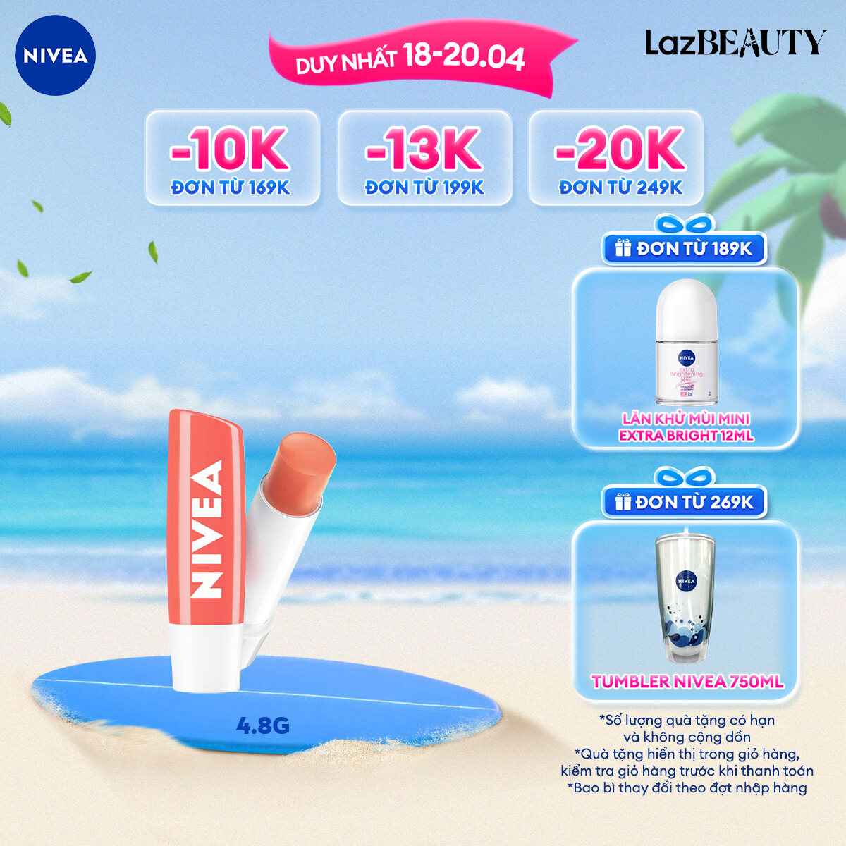 Son Dưỡng Môi NIVEA Không Dầu Khoáng (4.8 g)
